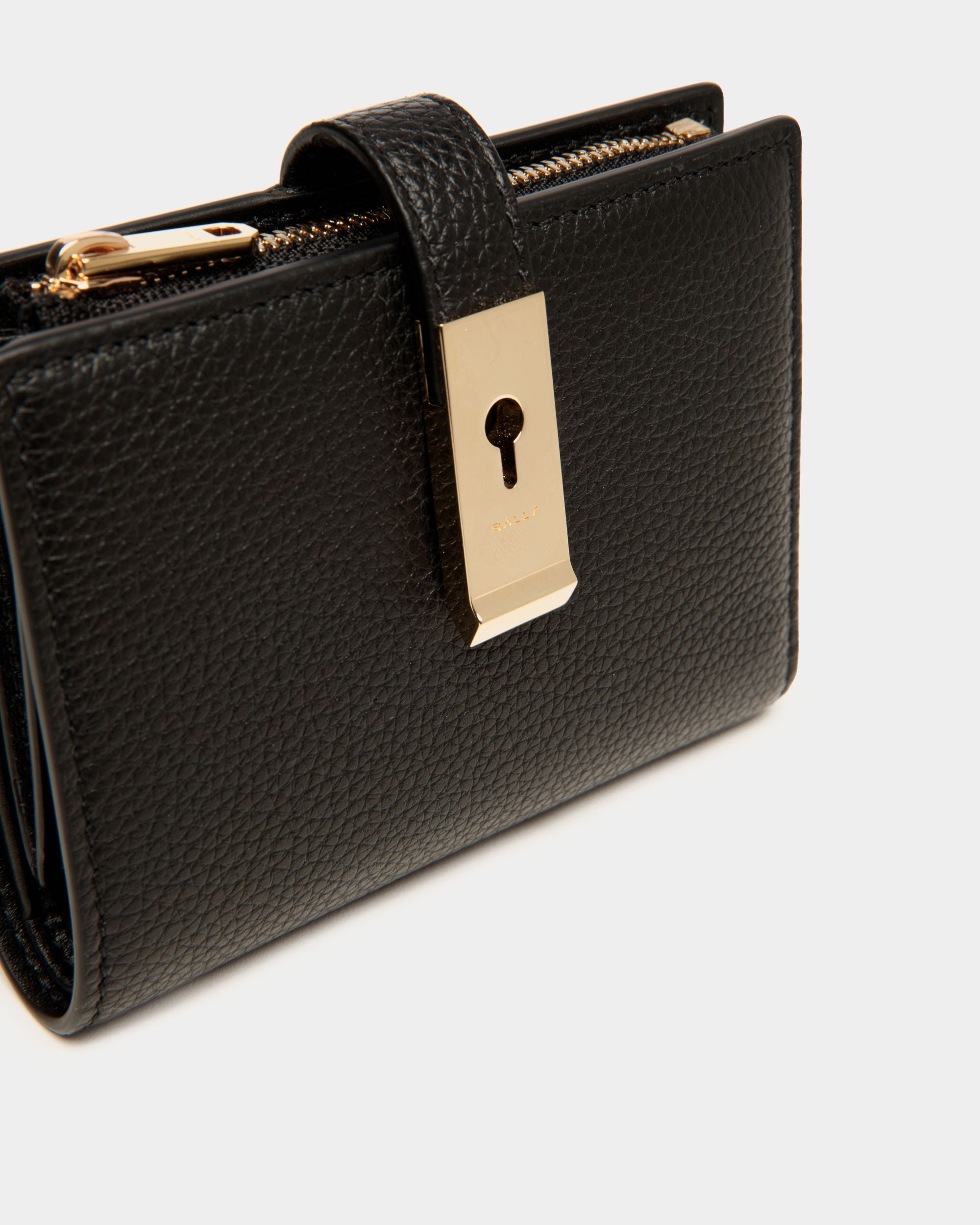 Cartera Lock Me De Piel Granulada Negra - Mujer - Bally - 04