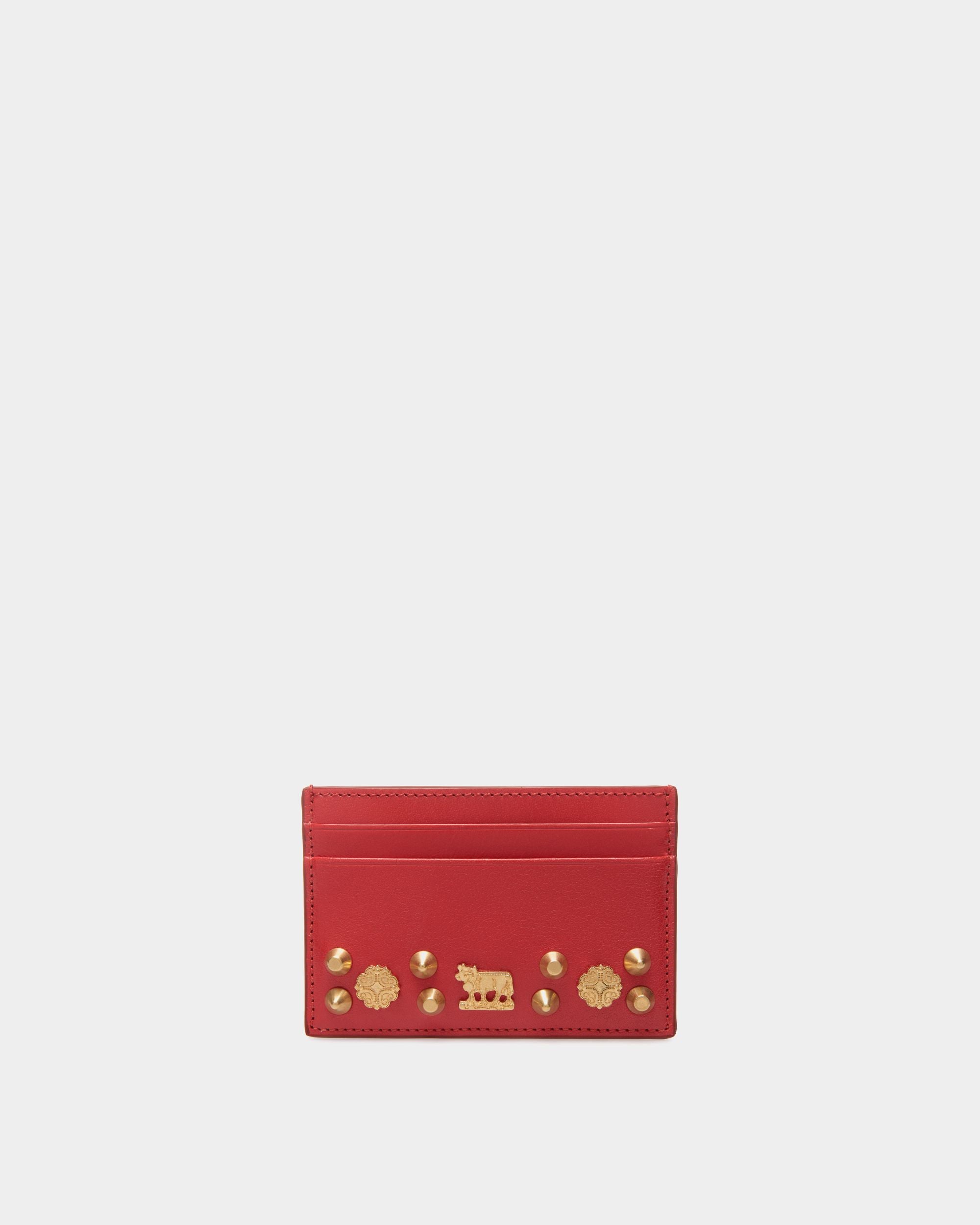 Tarjetero Swissness De Piel Roja Con Tachuelas - Mujer - Bally - 01