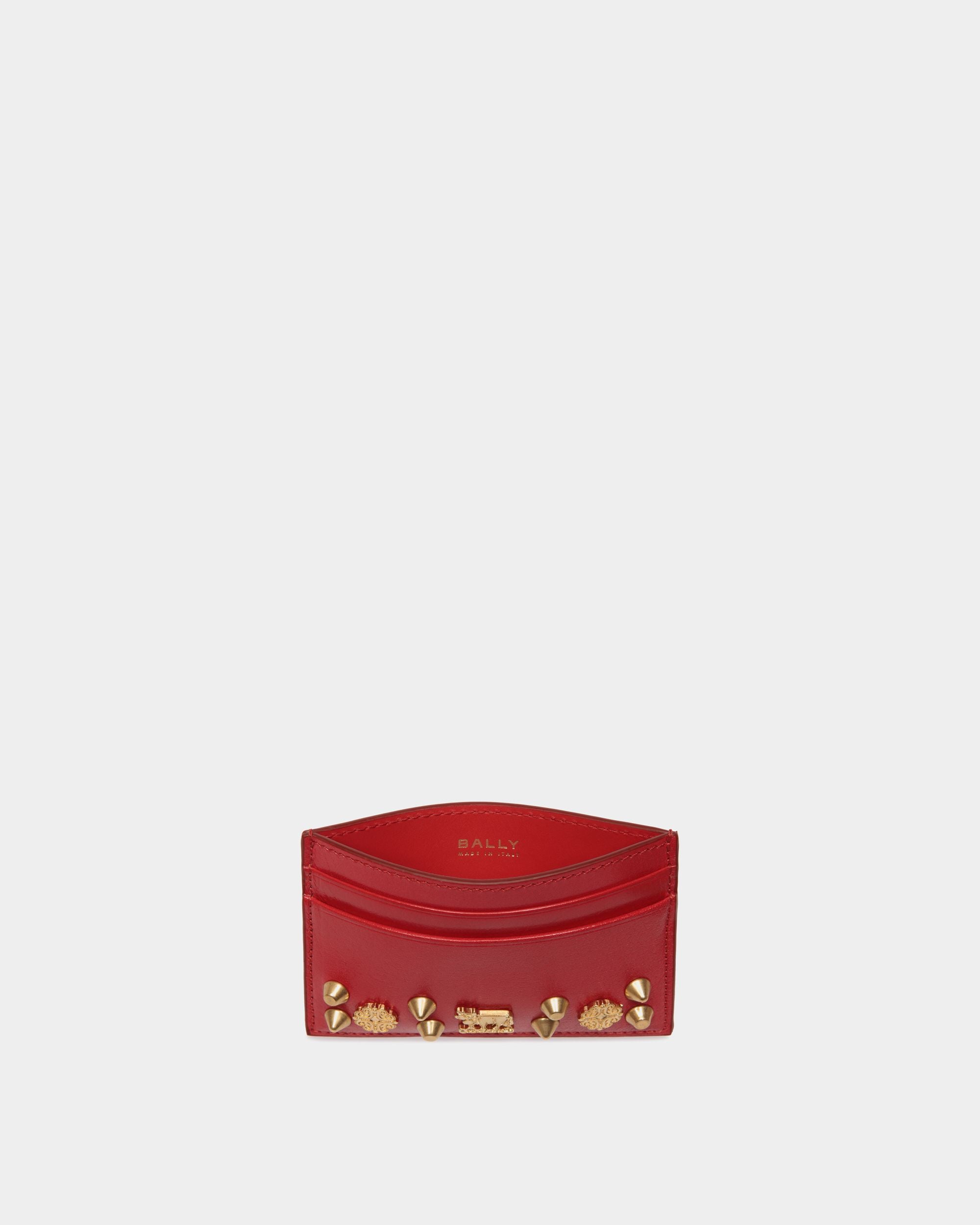Tarjetero Swissness De Piel Roja Con Tachuelas - Mujer - Bally - 03