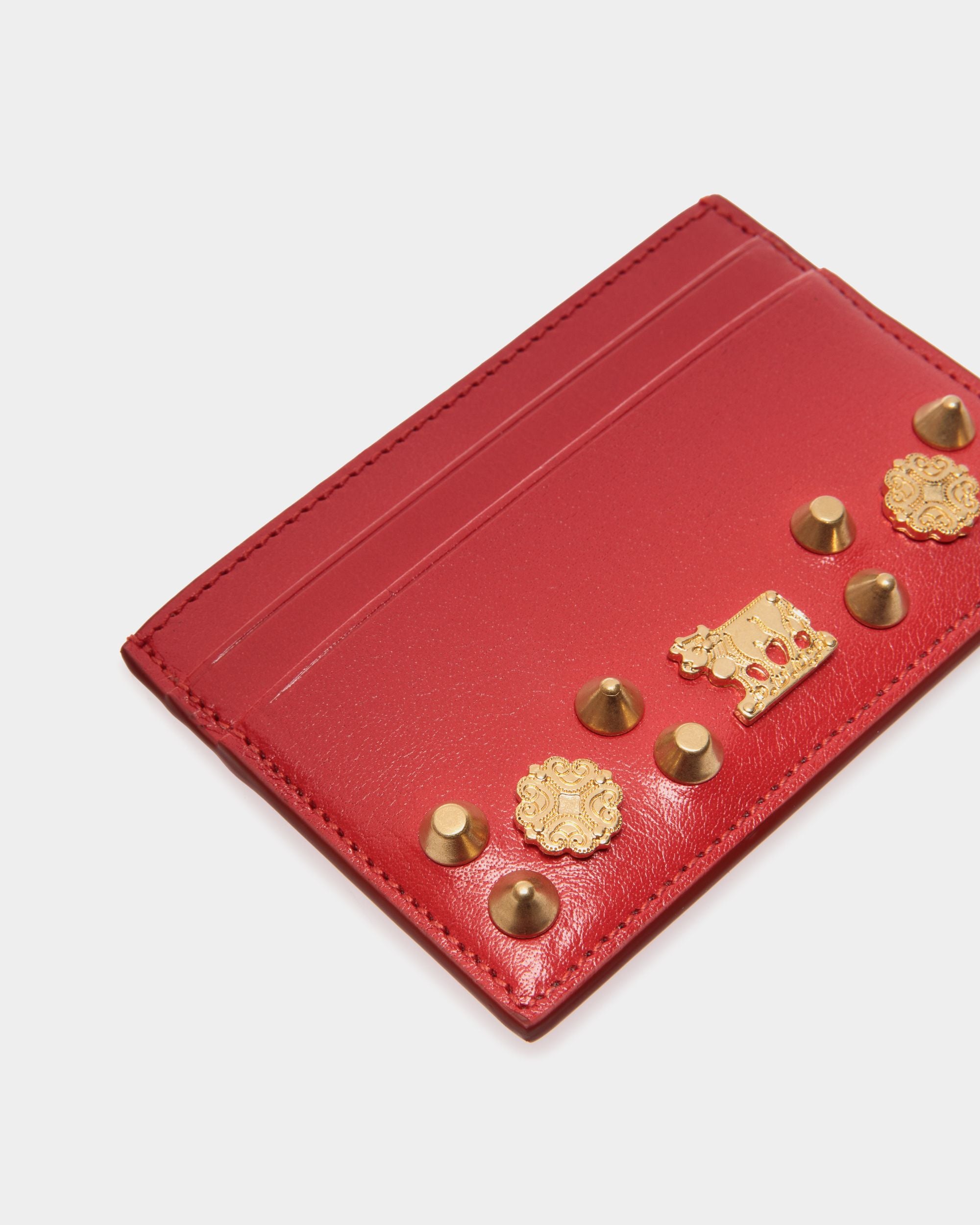 Tarjetero Swissness De Piel Roja Con Tachuelas - Mujer - Bally - 04