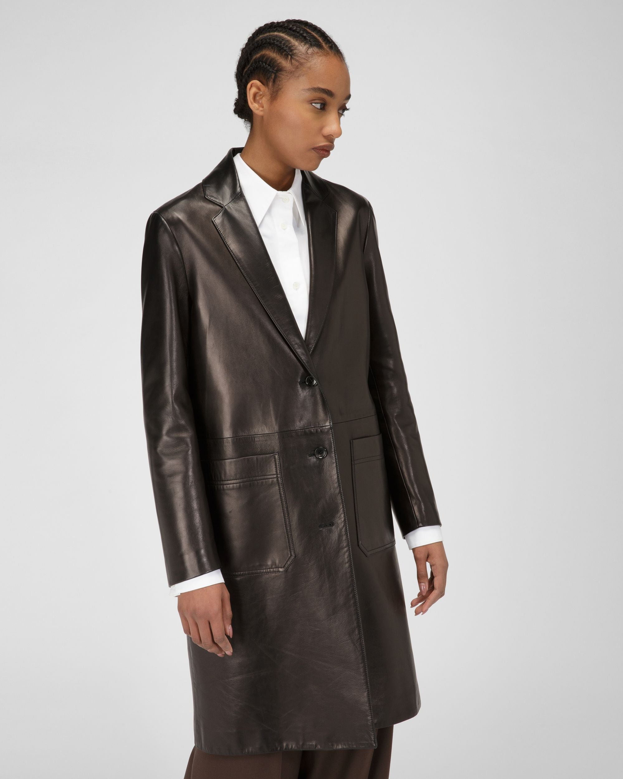 Leather Coat Prenda De Abrigo En Piel De Color Negro - Mujer - Bally - 01