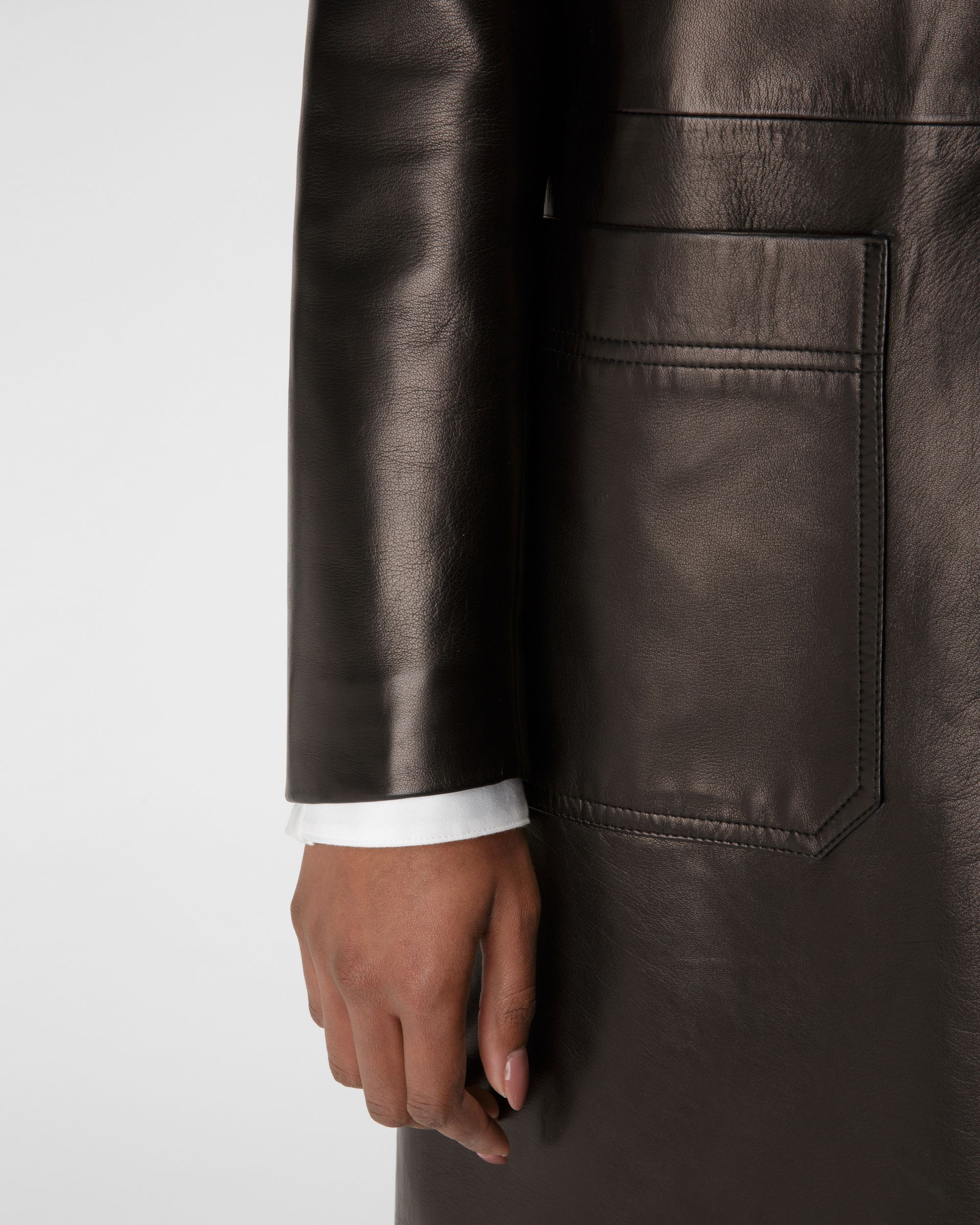 Leather Coat Prenda De Abrigo En Piel De Color Negro - Mujer - Bally - 04