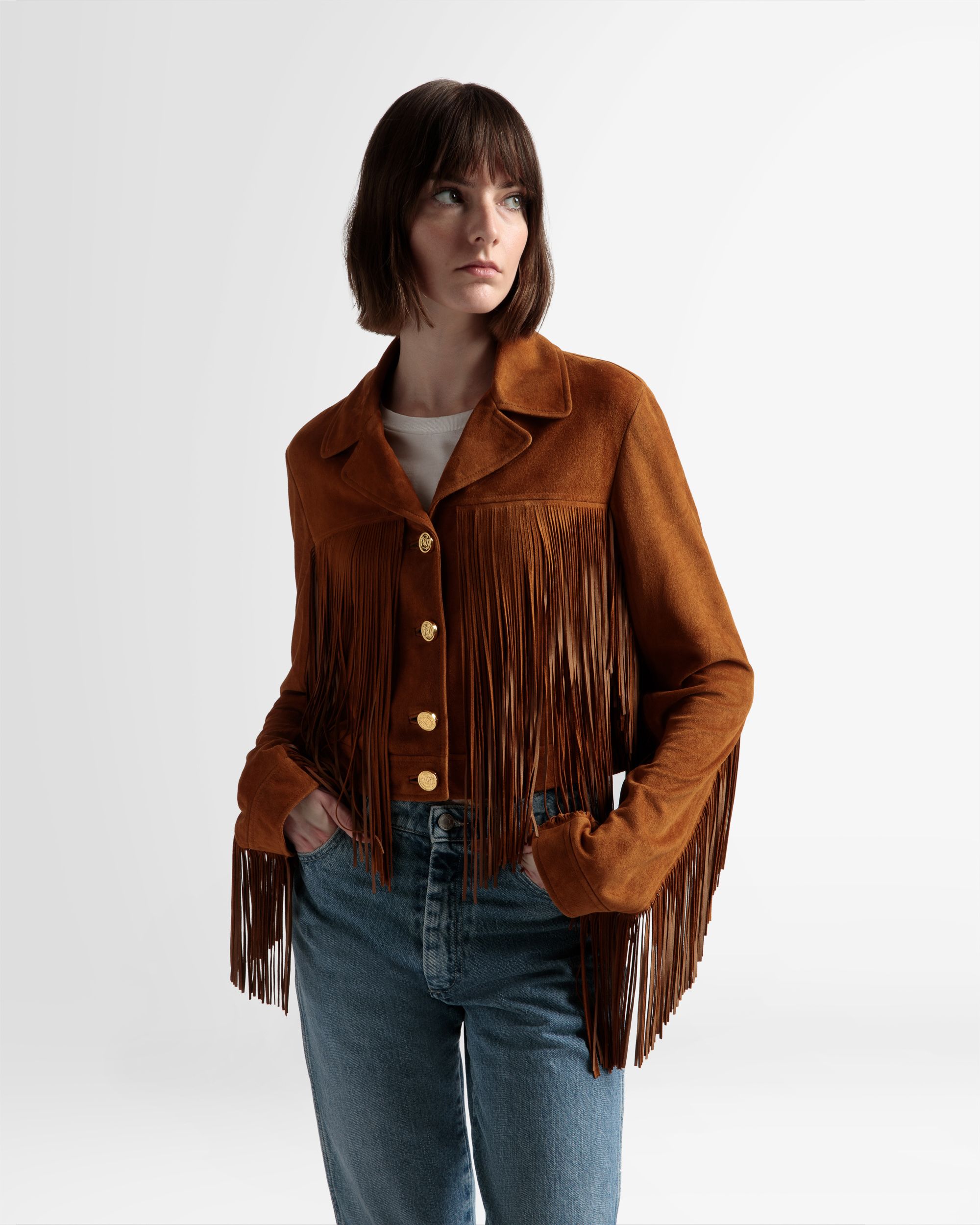 Chaqueta Tasseled De Ante Color Desierto - Mujer - Bally - 03