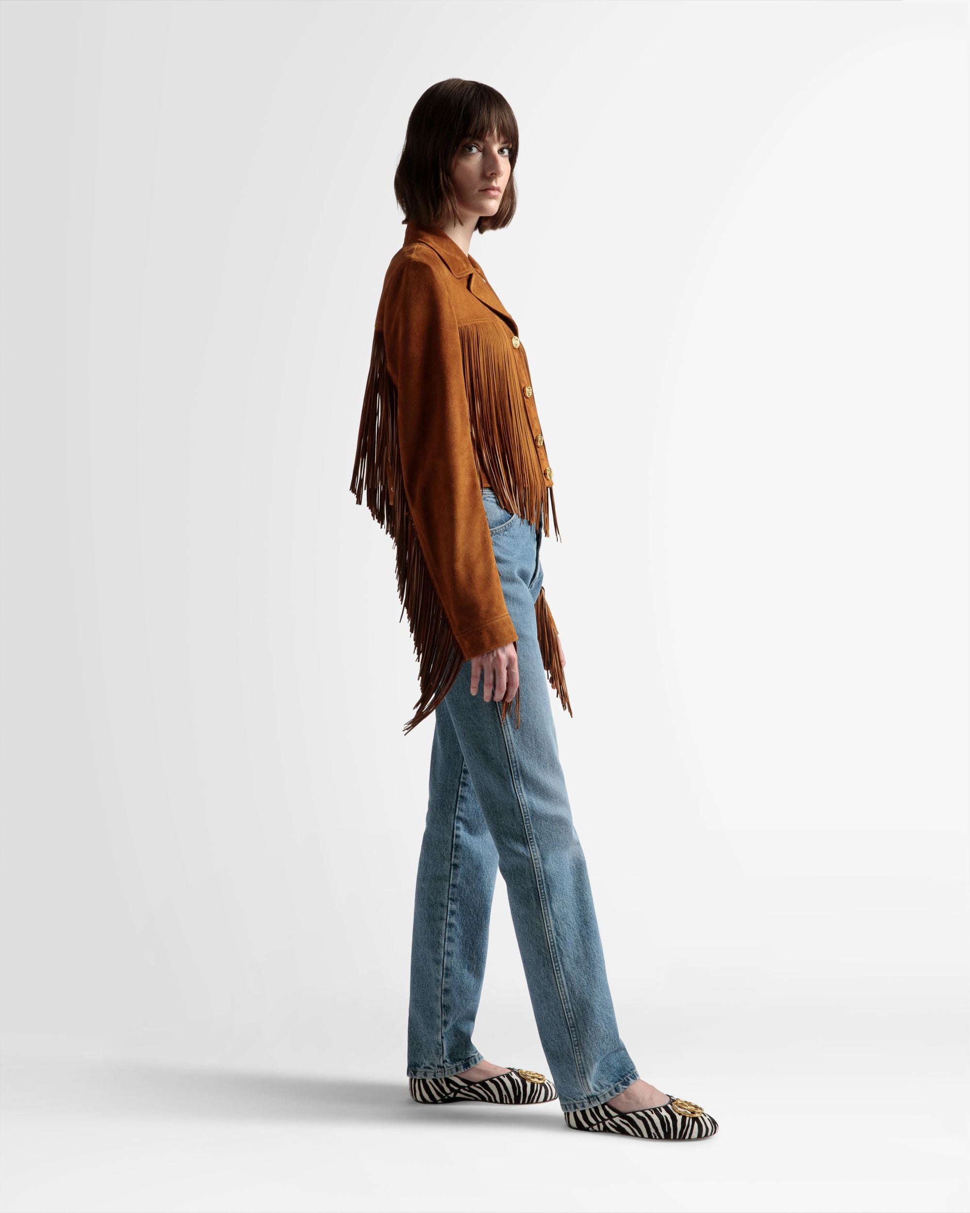 Chaqueta Tasseled De Ante Color Desierto - Mujer - Bally - 05