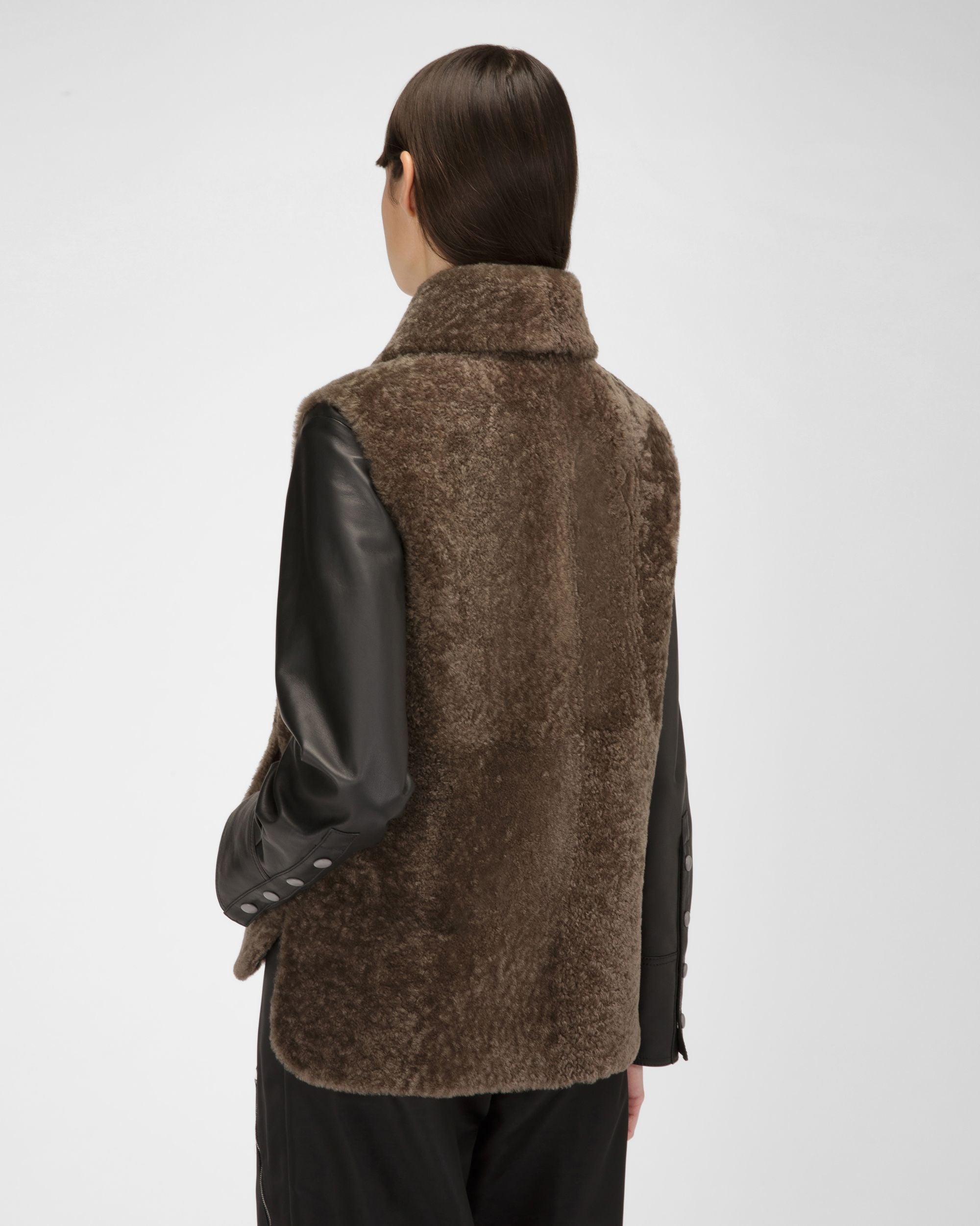 Shearling Vest In Brown - Women's - Bally - 03