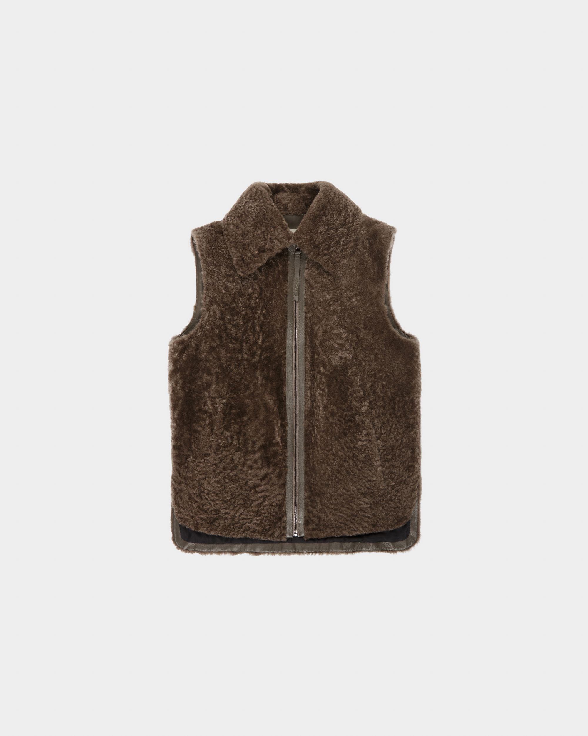 Shearling Vest In Brown - Women's - Bally - 04