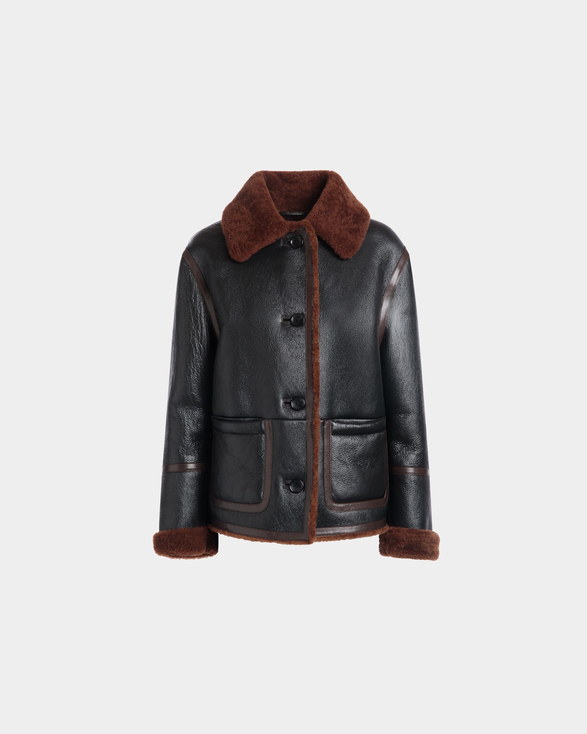Shearling Lined Jacket In Black Leather - Women's - Bally - 01