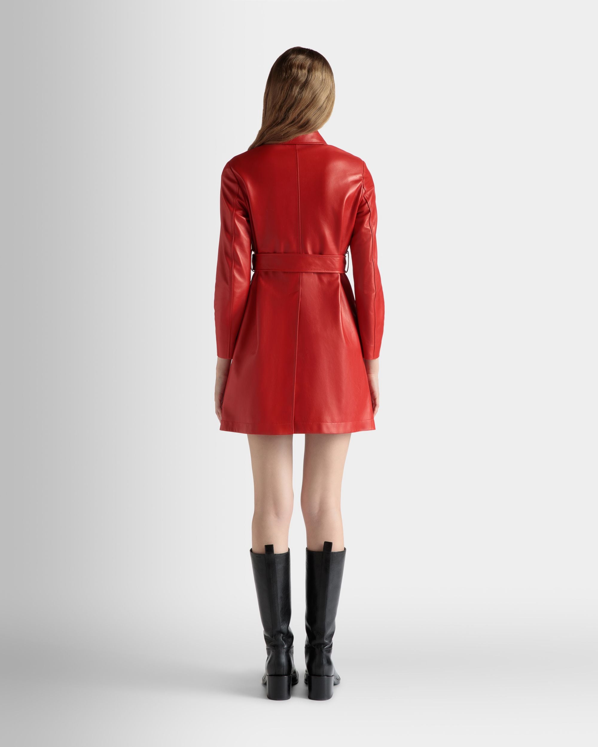 Abrigo Midi Con Cinturón De Piel Candy Red - Mujer - Bally - 06