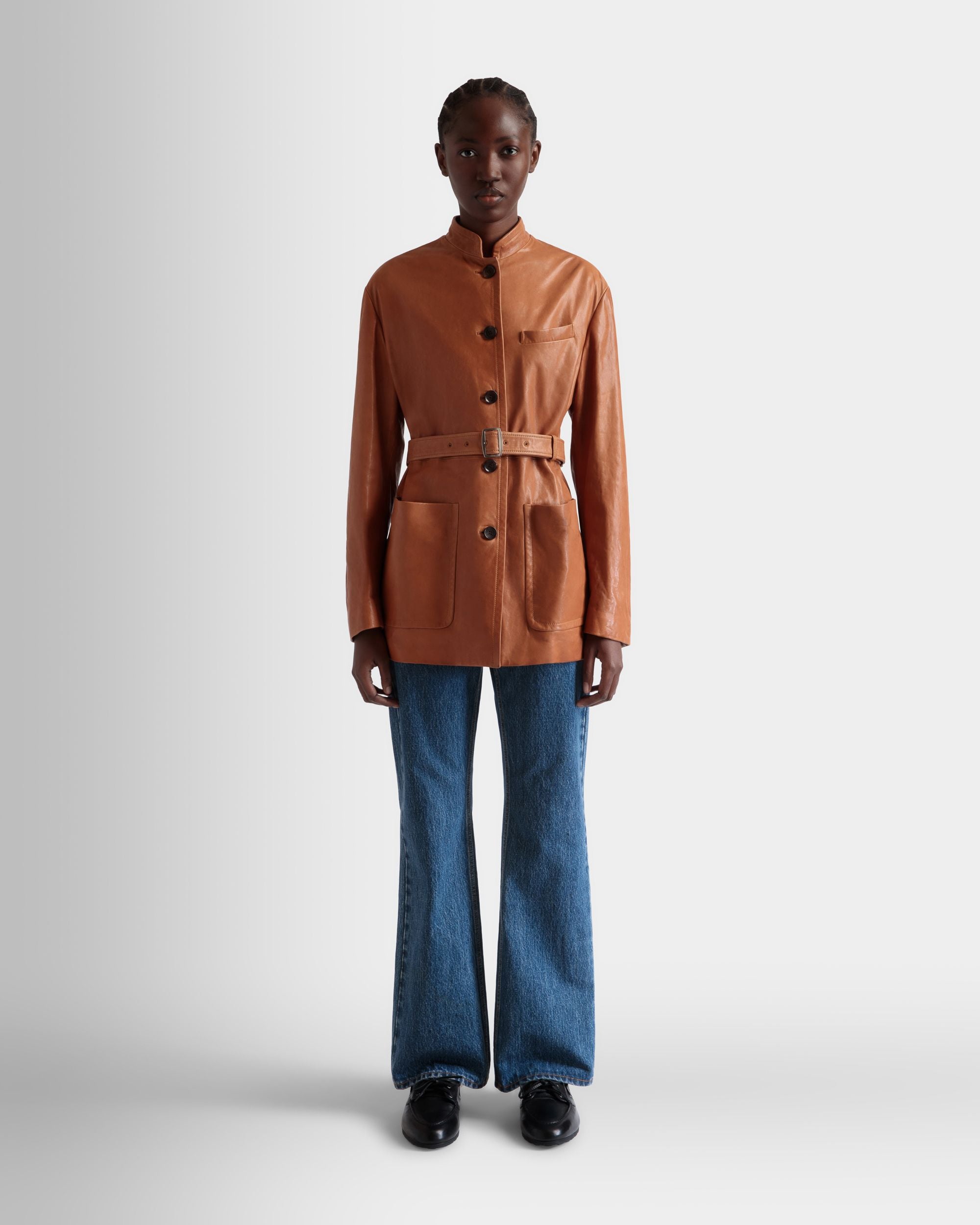 Chaqueta Con Cinturón De Piel Marrón - Mujer - Bally - 02