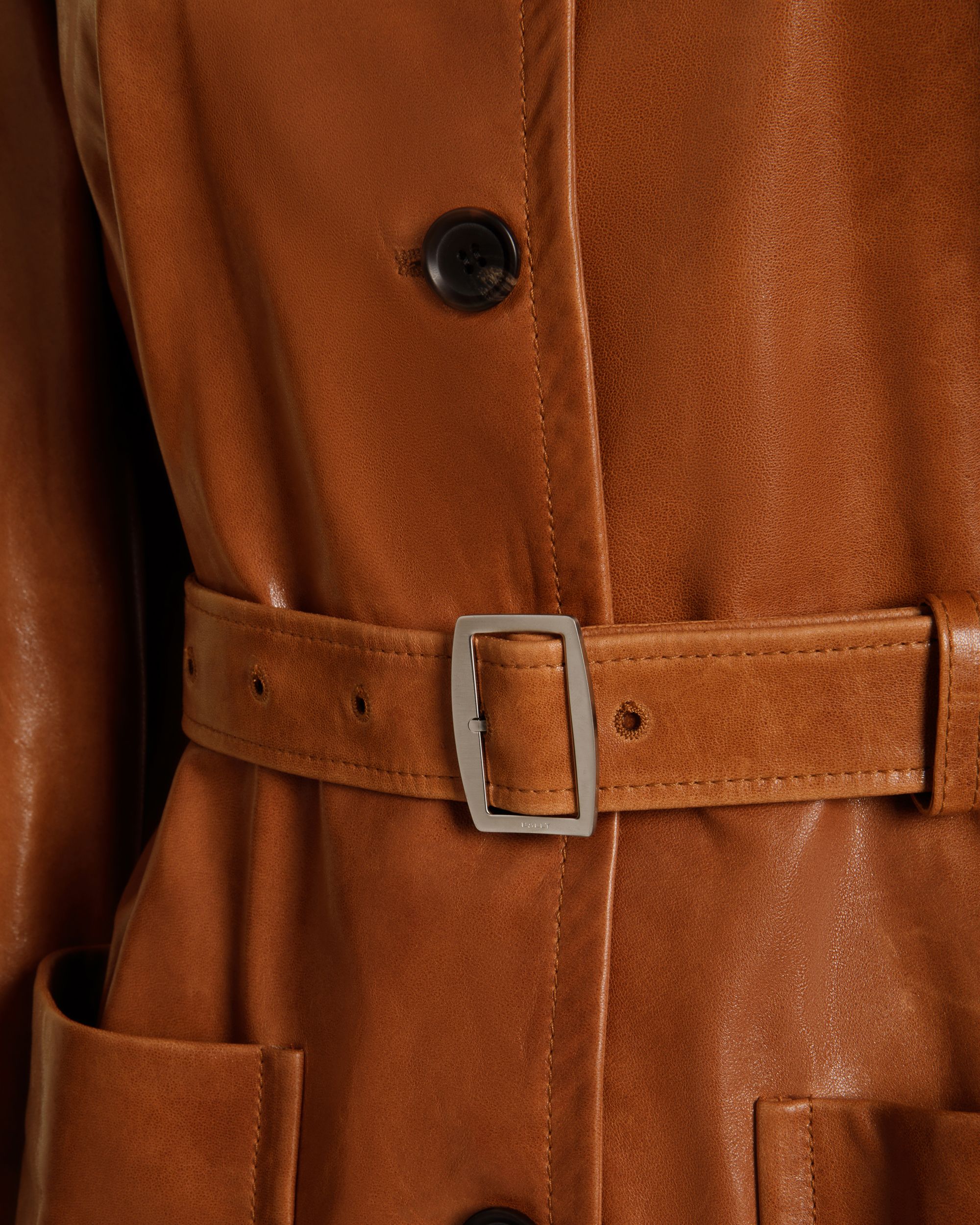 Chaqueta Con Cinturón De Piel Marrón - Mujer - Bally - 04