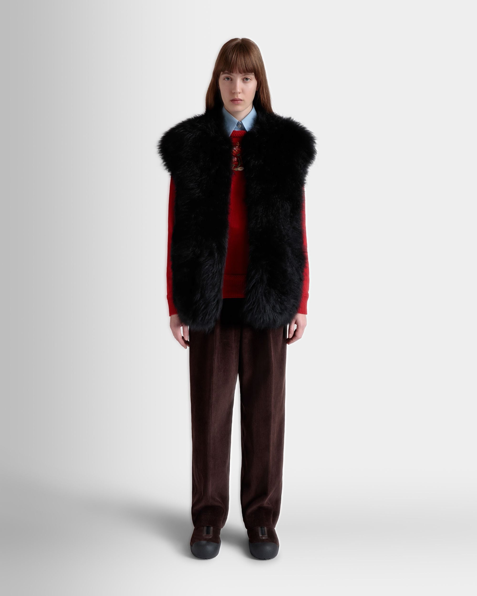 Chaleco De La Cápsula Winter De Borreguillo Negro - Mujer - Bally - 02