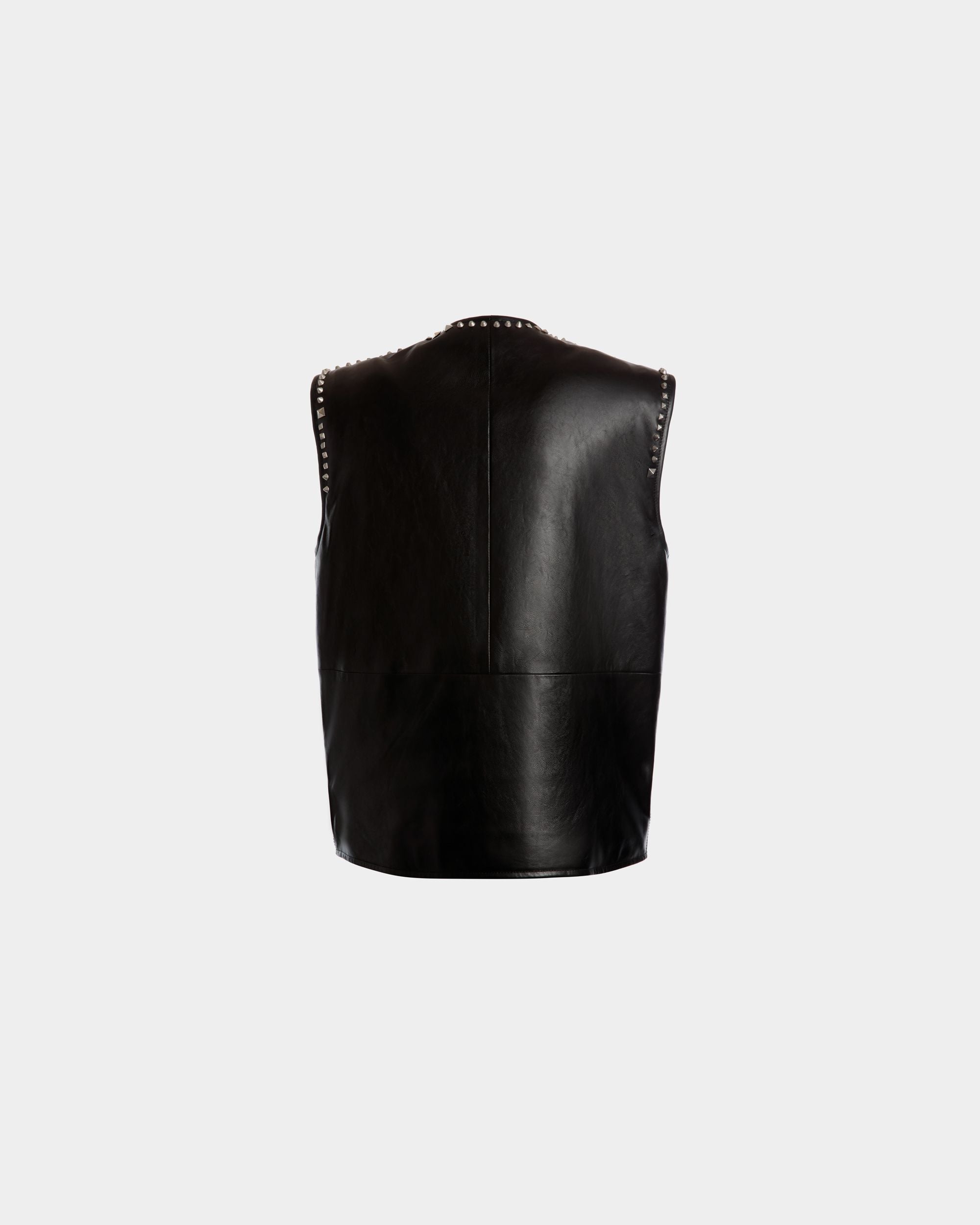 Chaleco De Piel Negra Con Tachuelas - Mujer - Bally - 07
