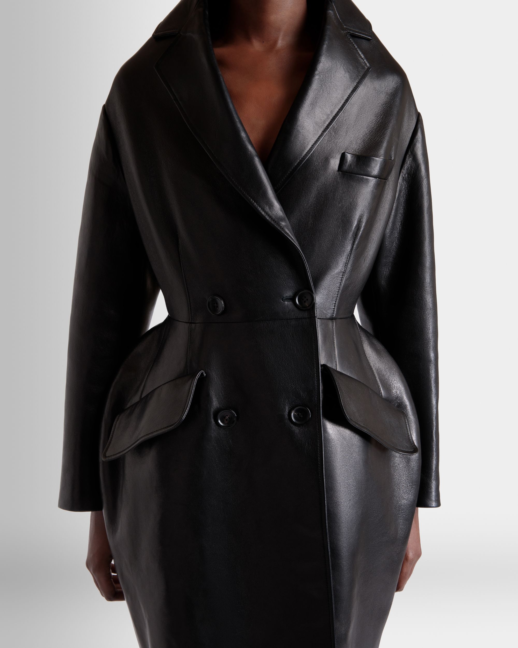 Coat in Black Leather - Women's - Bally - 03