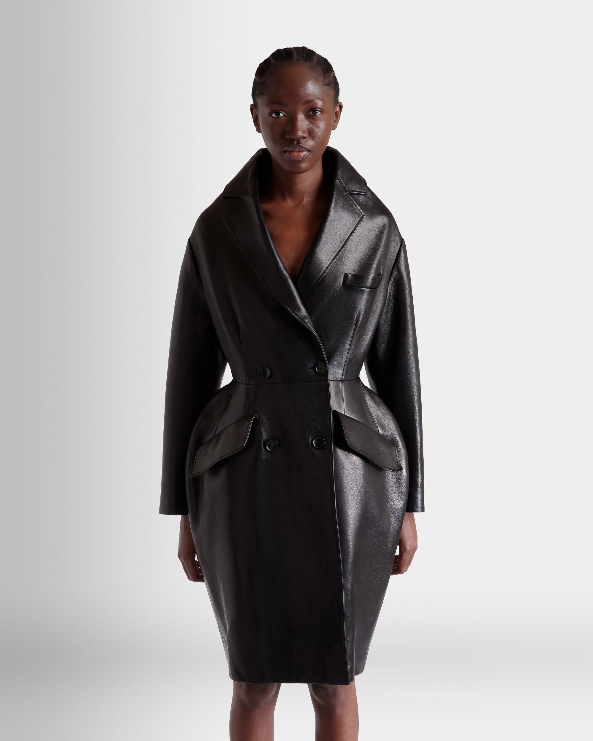 Coat in Black Leather - Women's - Bally - 08