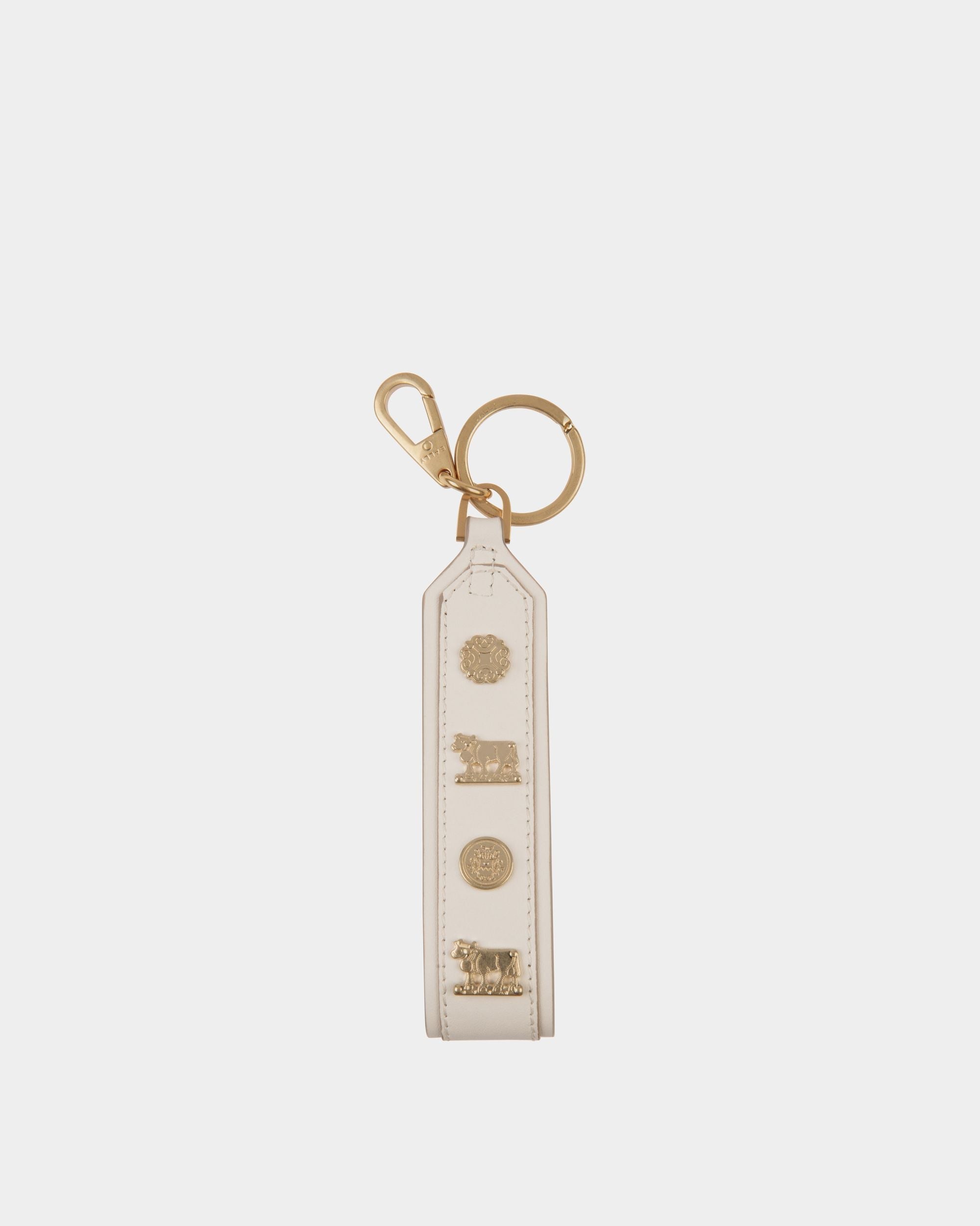 Swissness Keychain With Studs In White Leather - Women's - Bally - 01