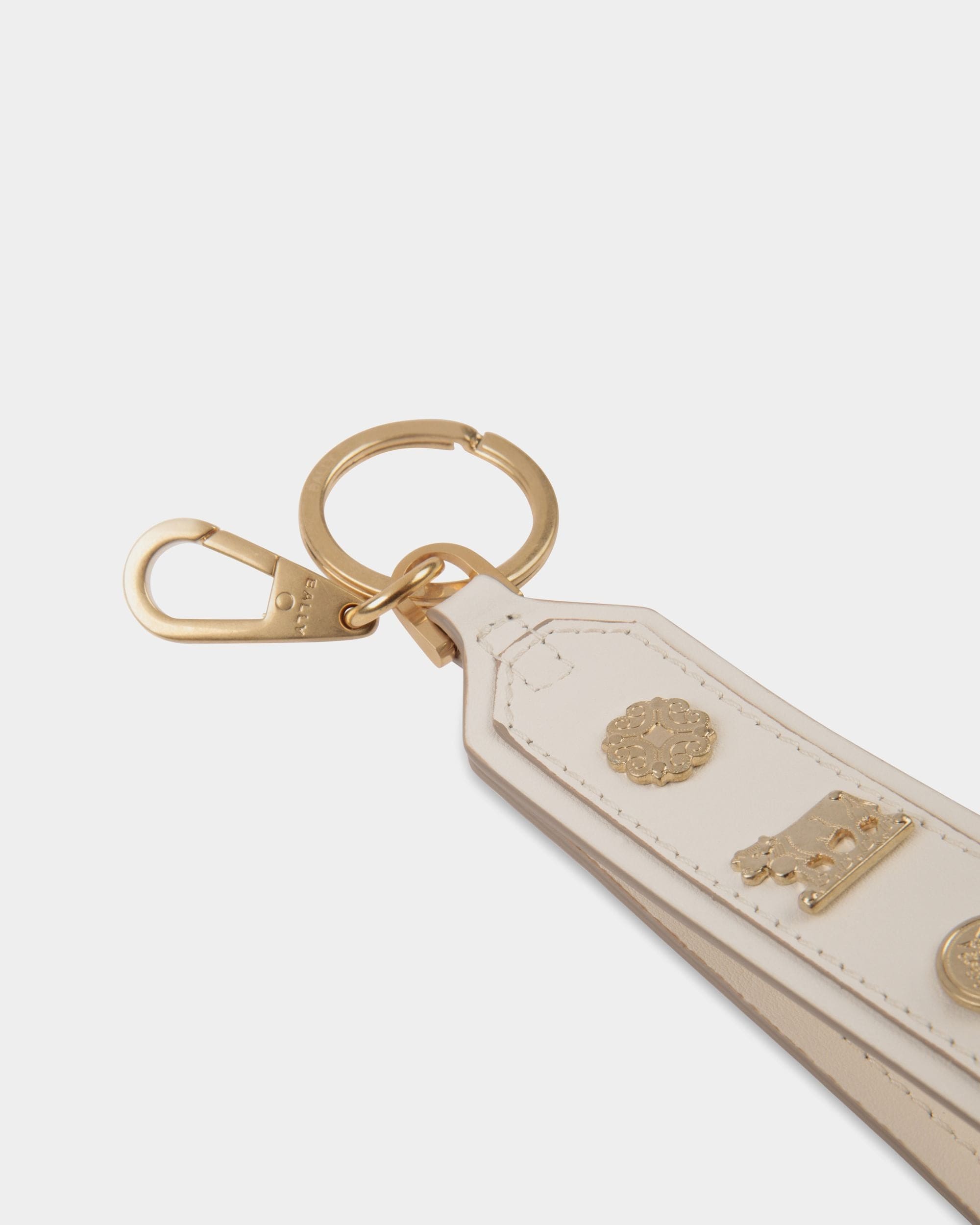 Swissness Keychain With Studs In White Leather - Women's - Bally - 03