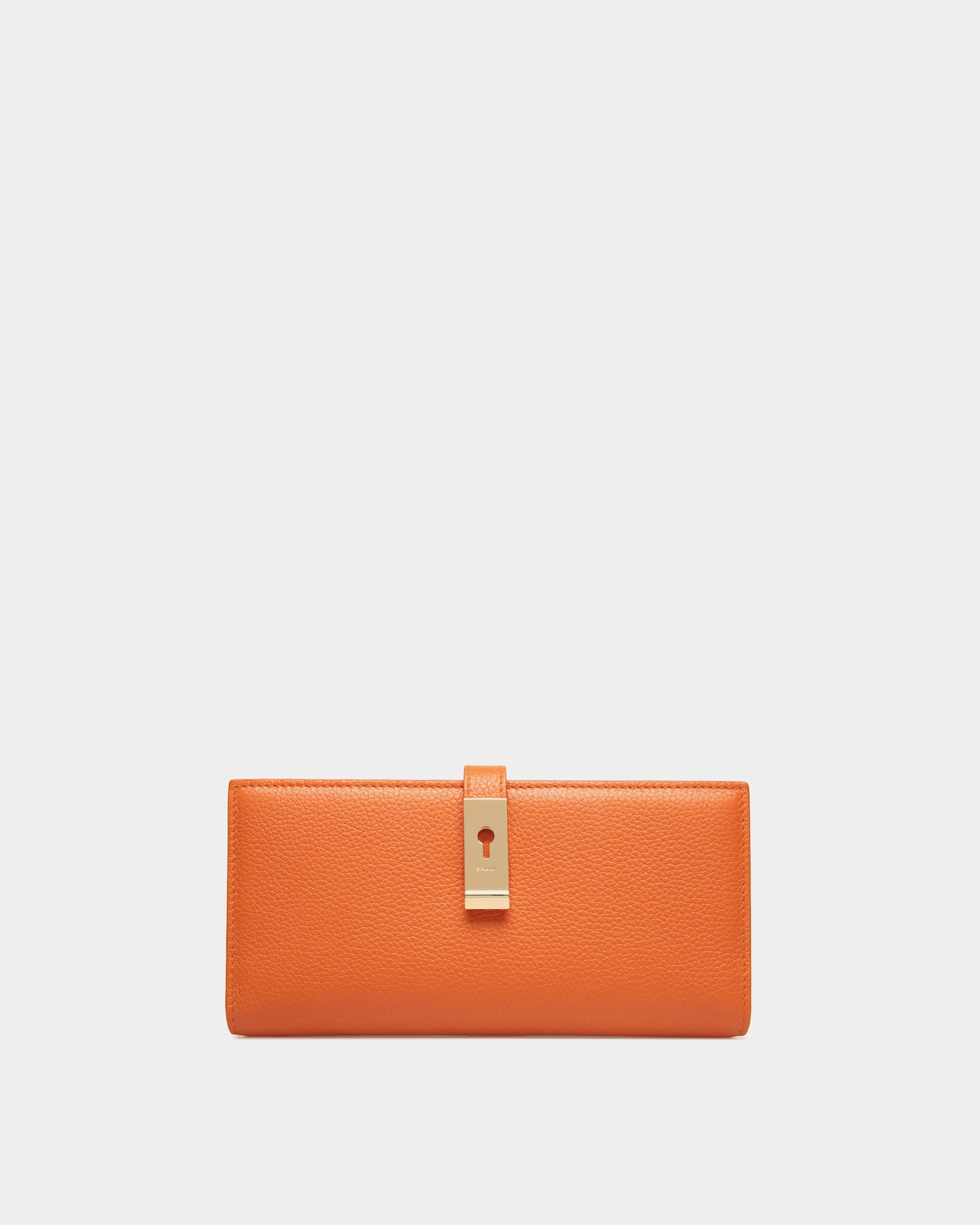 Cartera Alargada Lock Me De Piel Granulada Koi Orange - Mujer - Bally - 01