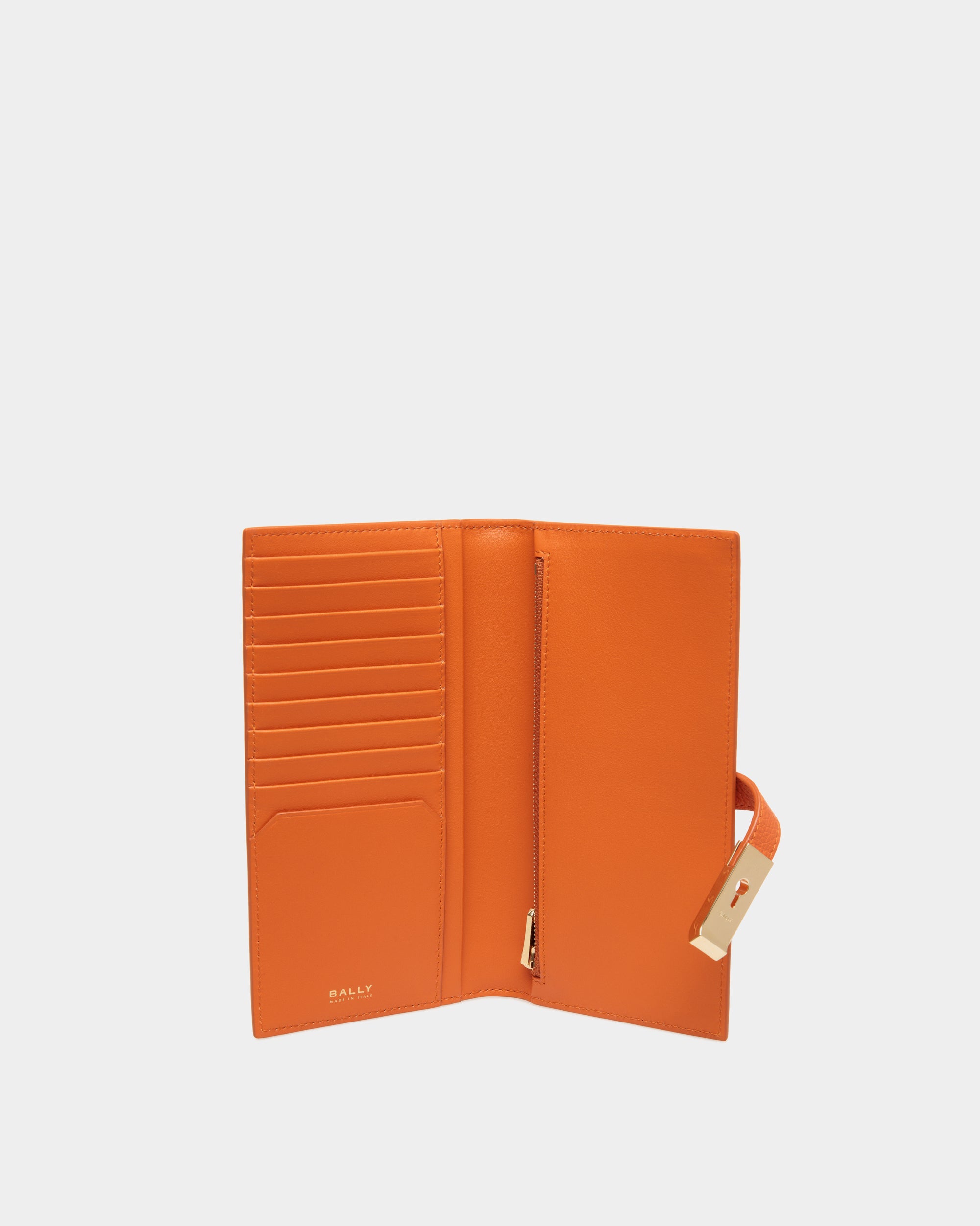 Cartera Alargada Lock Me De Piel Granulada Koi Orange - Mujer - Bally - 03