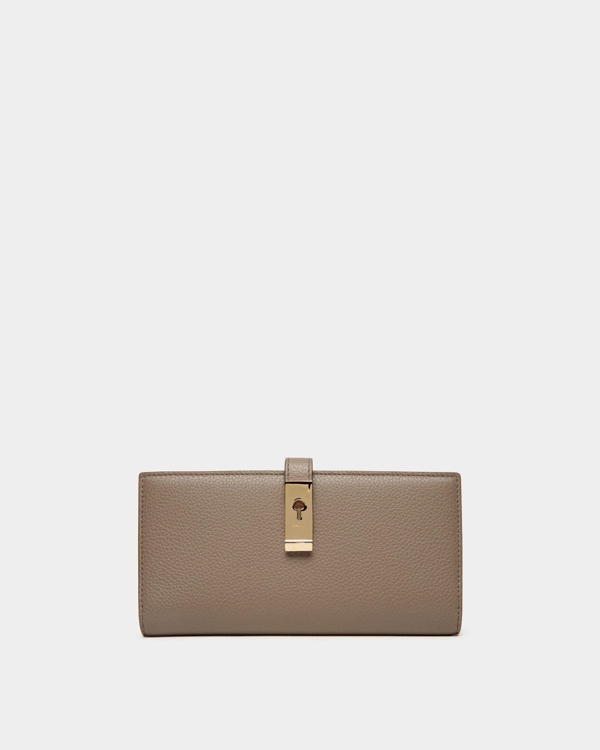Lock Me Long Wallet In Taupe Grained Leather - Women's - Bally - 01