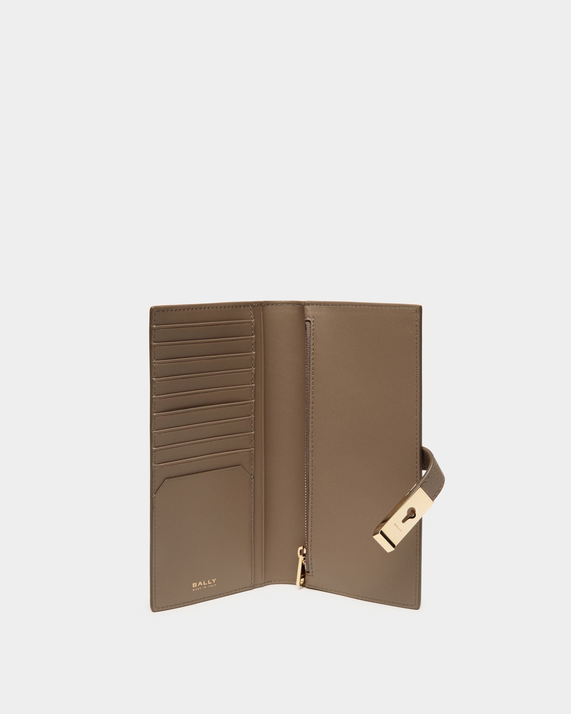 Lock Me Long Wallet In Taupe Grained Leather - Women's - Bally - 03