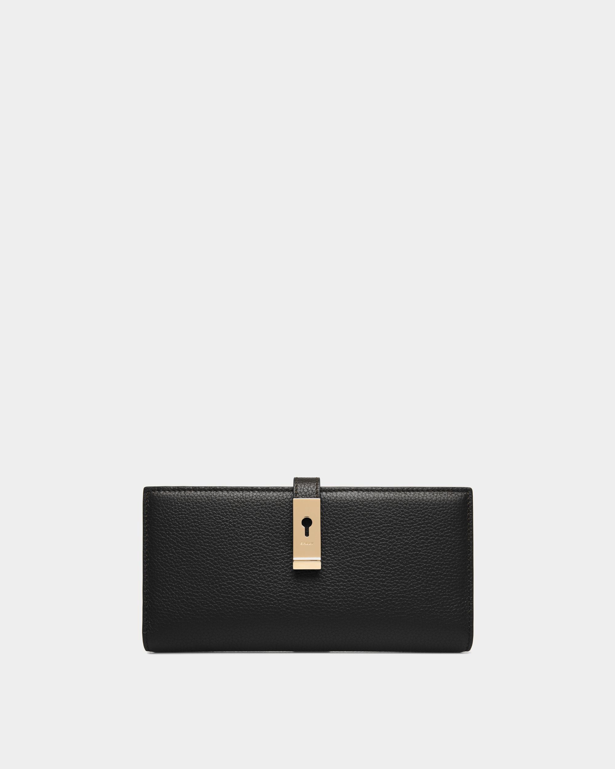 Cartera Alargada Lock Me De Piel Granulada Negra - Mujer - Bally - 01