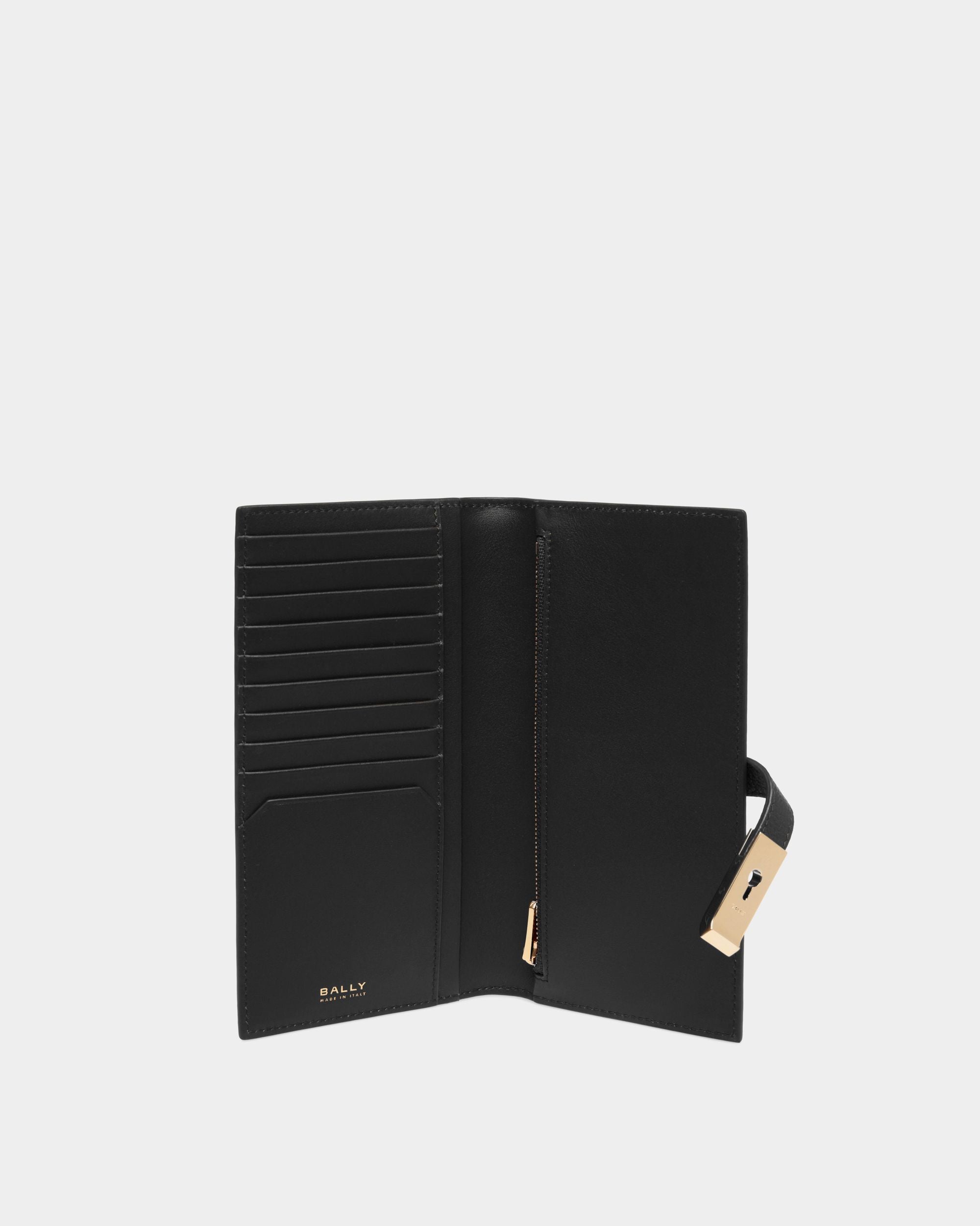 Cartera Alargada Lock Me De Piel Granulada Negra - Mujer - Bally - 03