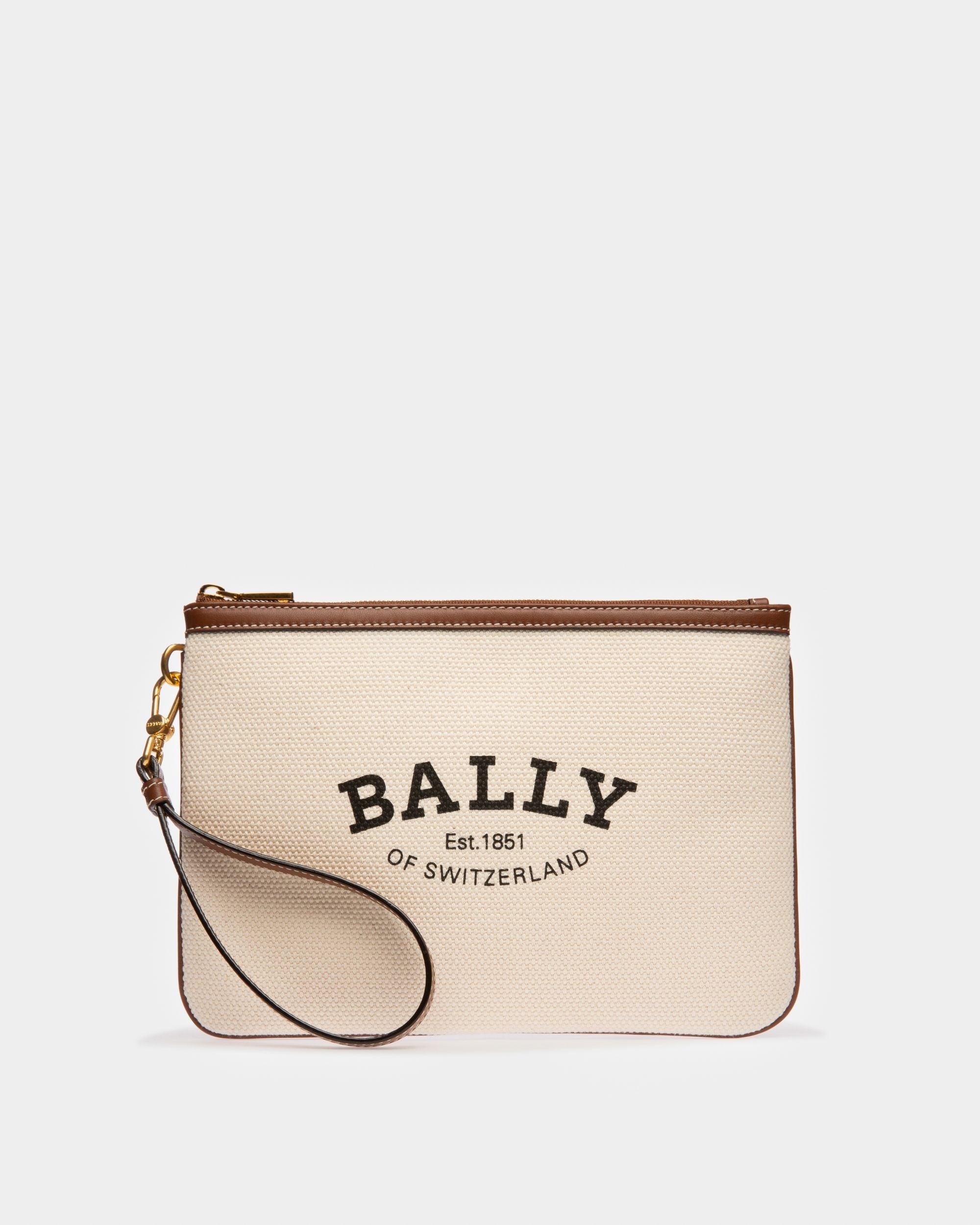Certhe Clutch De Tela Color Natural Y Marrón - Mujer - Bally - 01