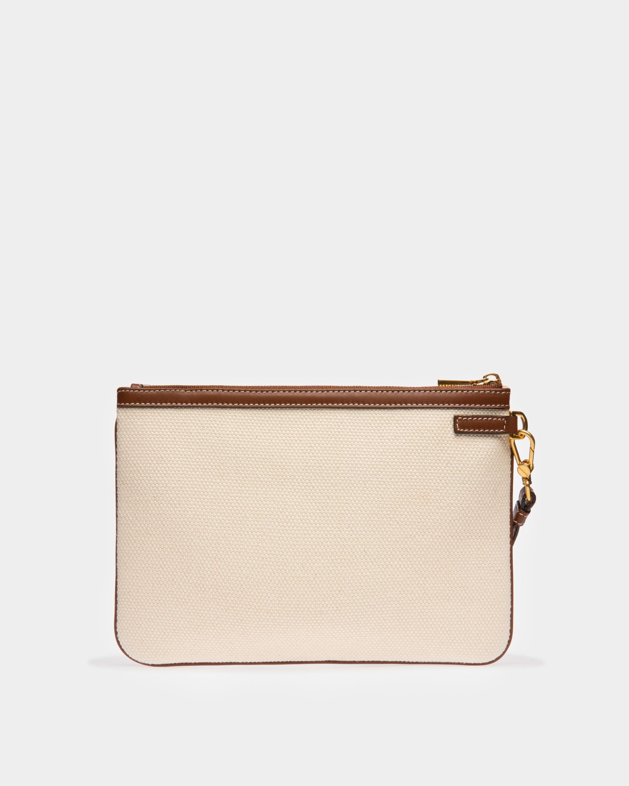 Certhe Clutch De Tela Color Natural Y Marrón - Mujer - Bally - 02