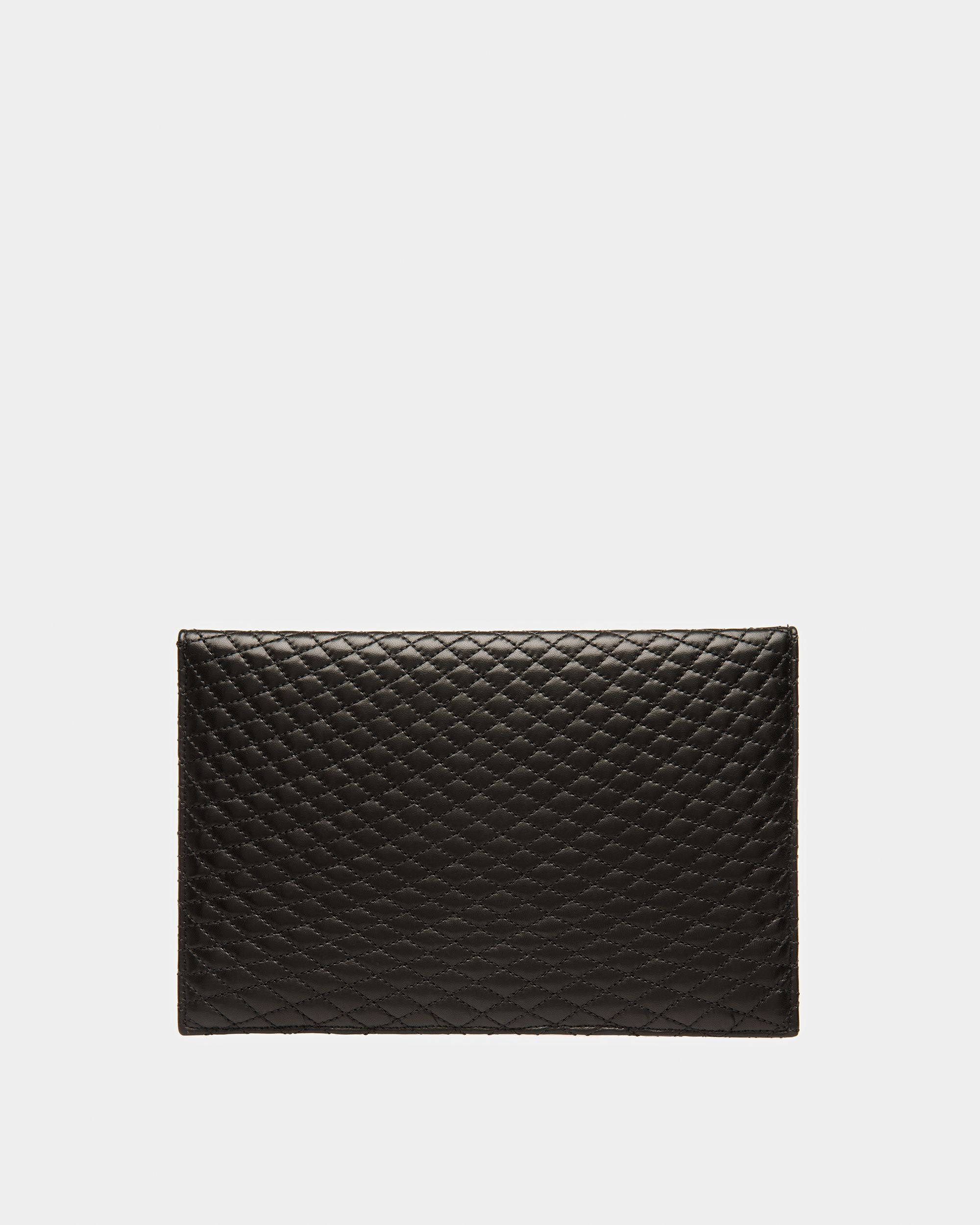 Clutch Emblem De Piel Acolchada En Negro - Mujer - Bally - 02