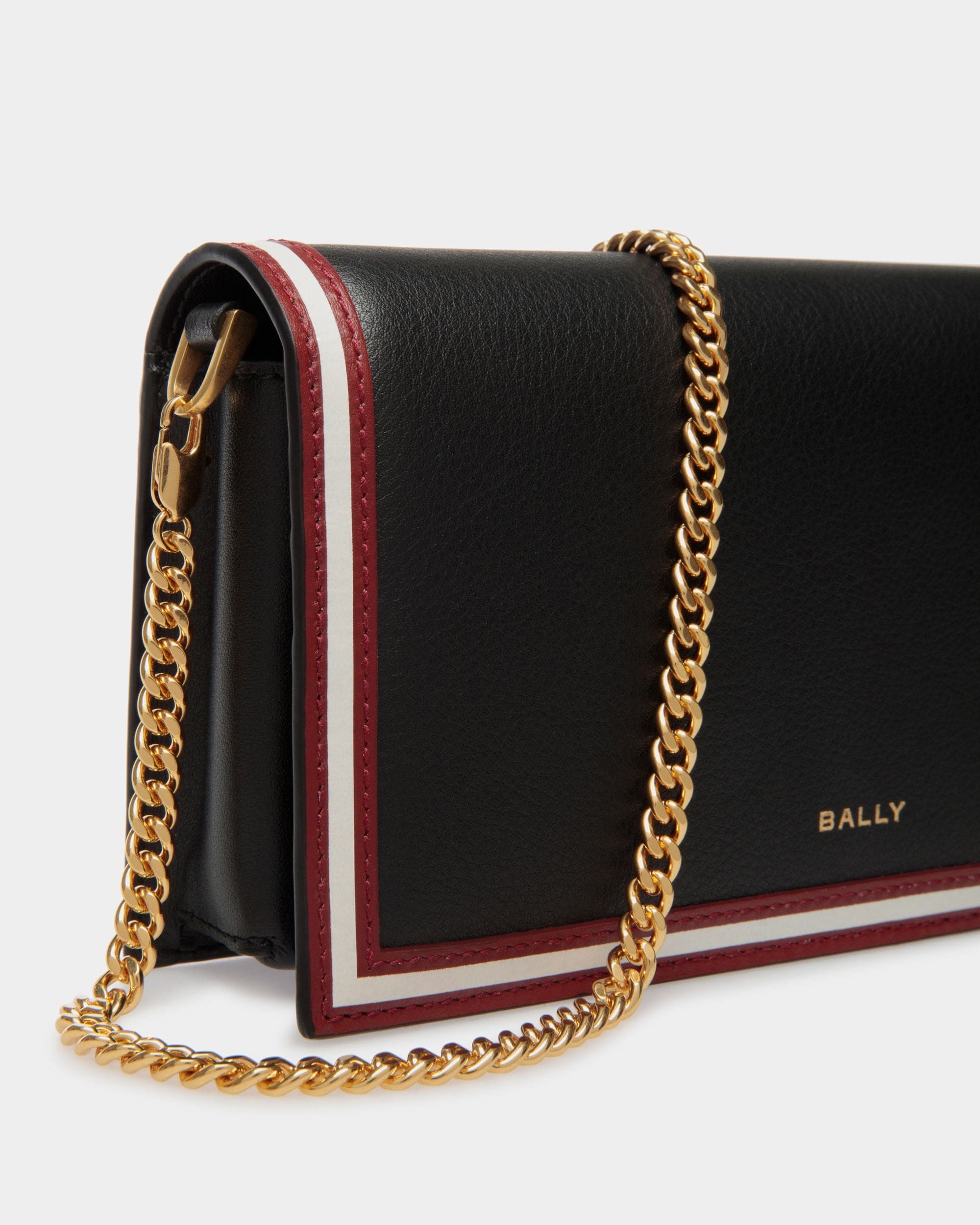 Women s Code Wallet on a Chain in Black Leather Bally