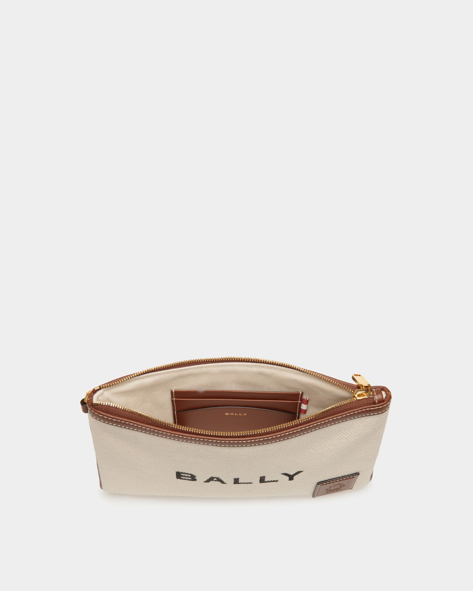 Akelei Pouch In Beige Fabric - Mujer - Bally - 03