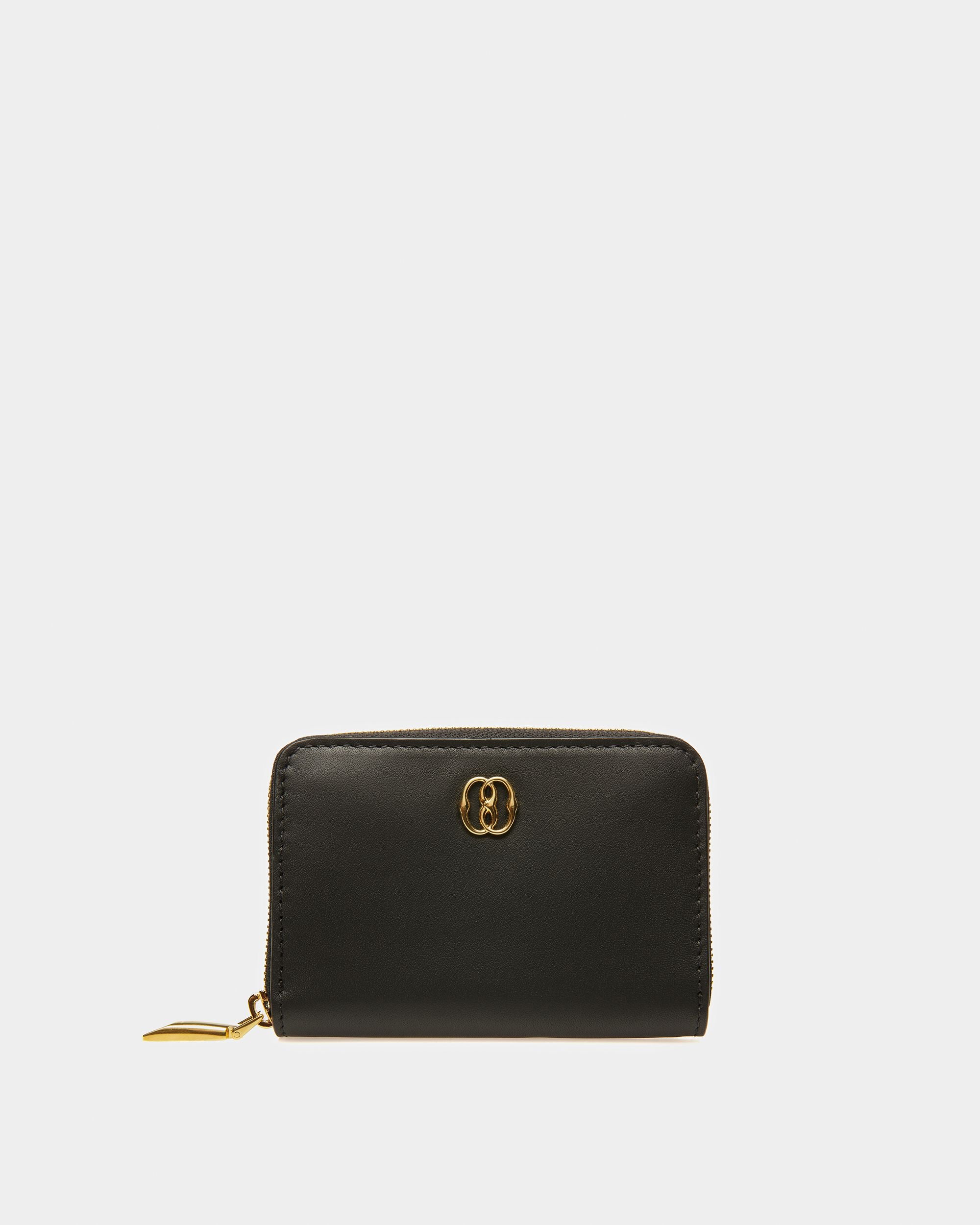 Emblem Coin & Card Wallet in Black Leather - Women's - Bally - 01