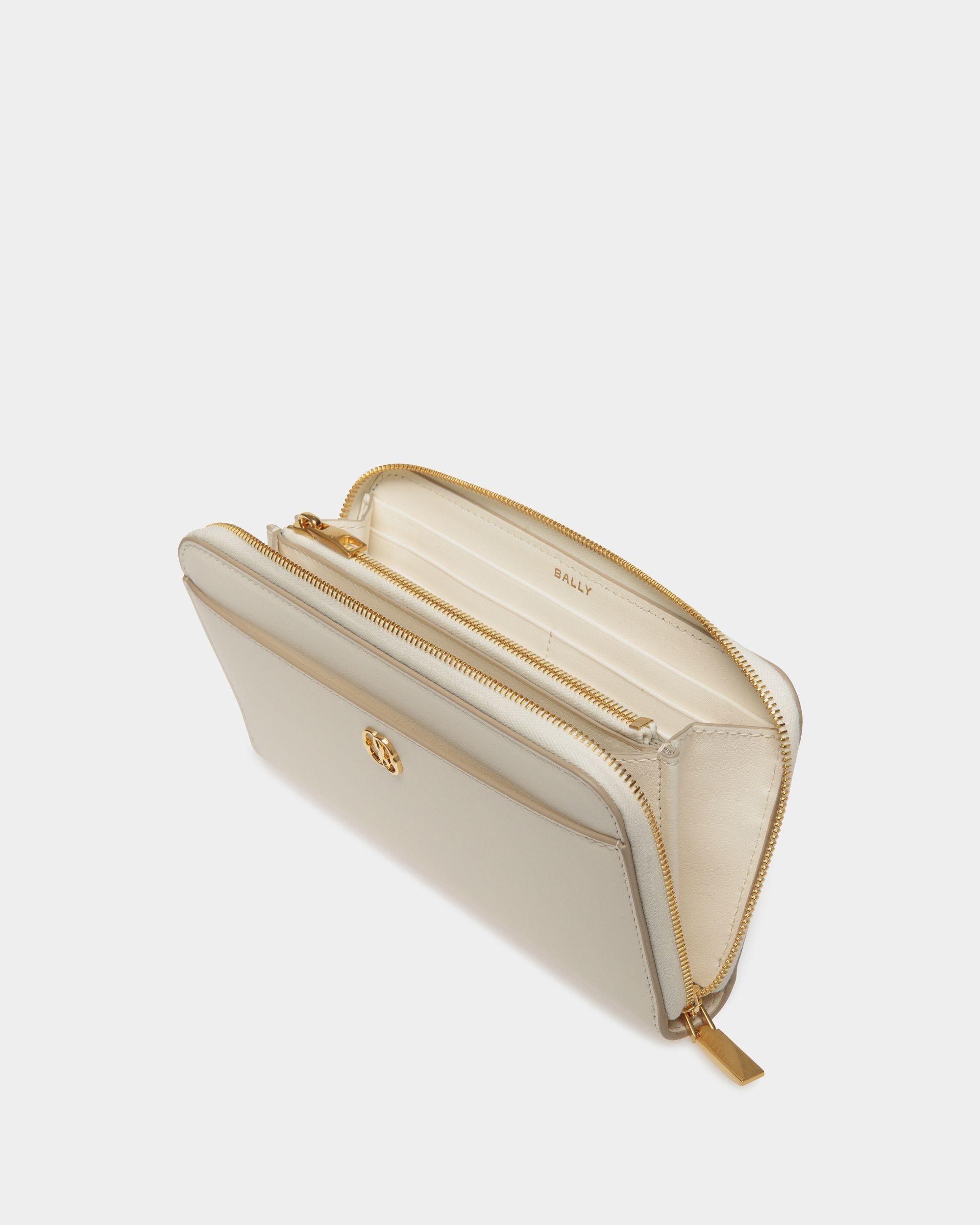 Cartera Alargada Emblem De Piel Color Blanco - Mujer - Bally - 03