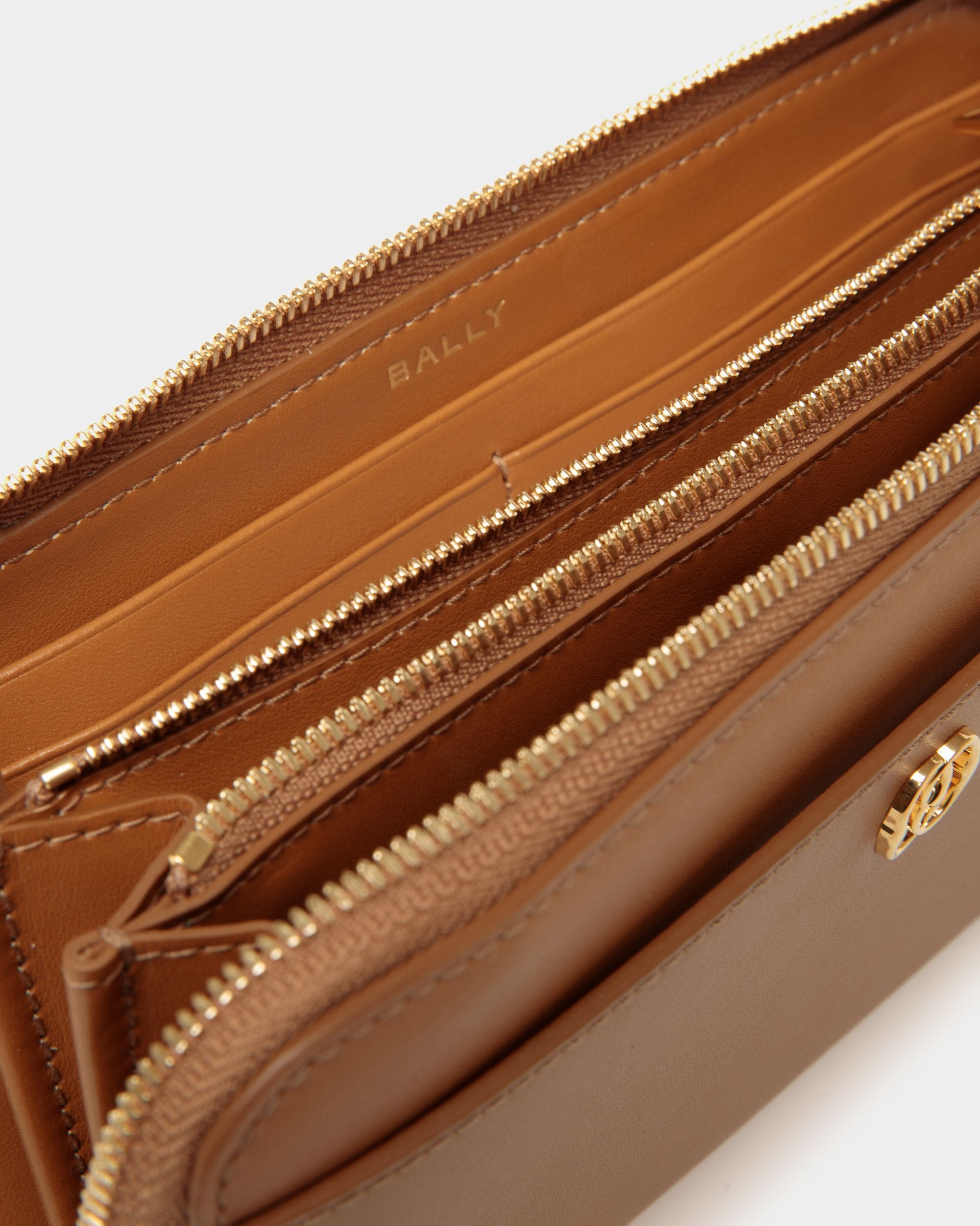 Women s Emblem Long Wallet In Brown Leather Bally
