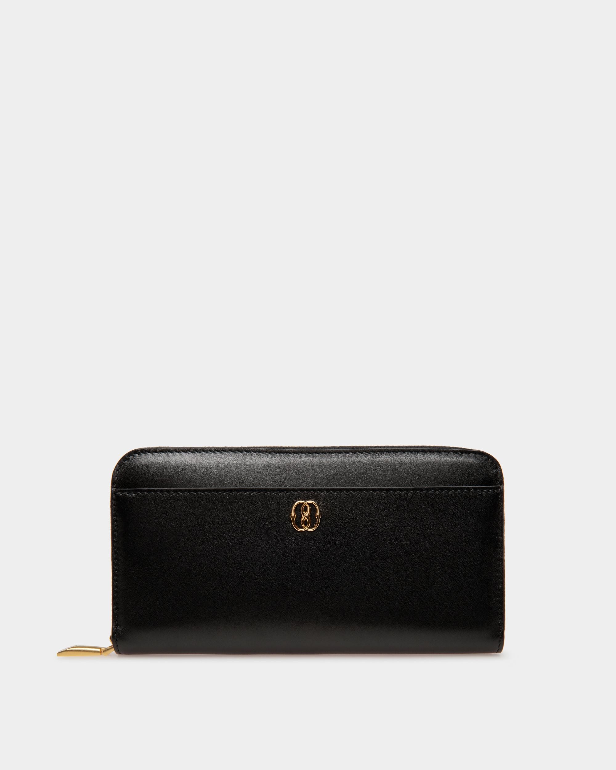 Cartera Alargada Emblem De Piel Color Negro - Mujer - Bally - 01