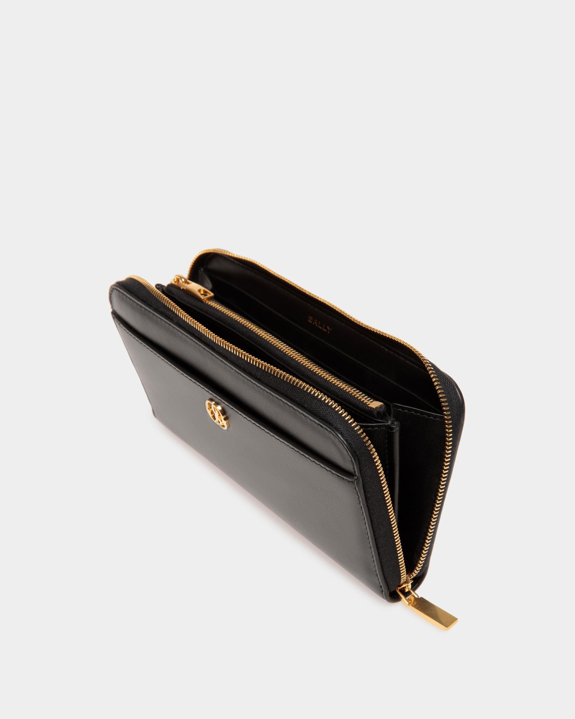 Cartera Alargada Emblem De Piel Color Negro - Mujer - Bally - 03
