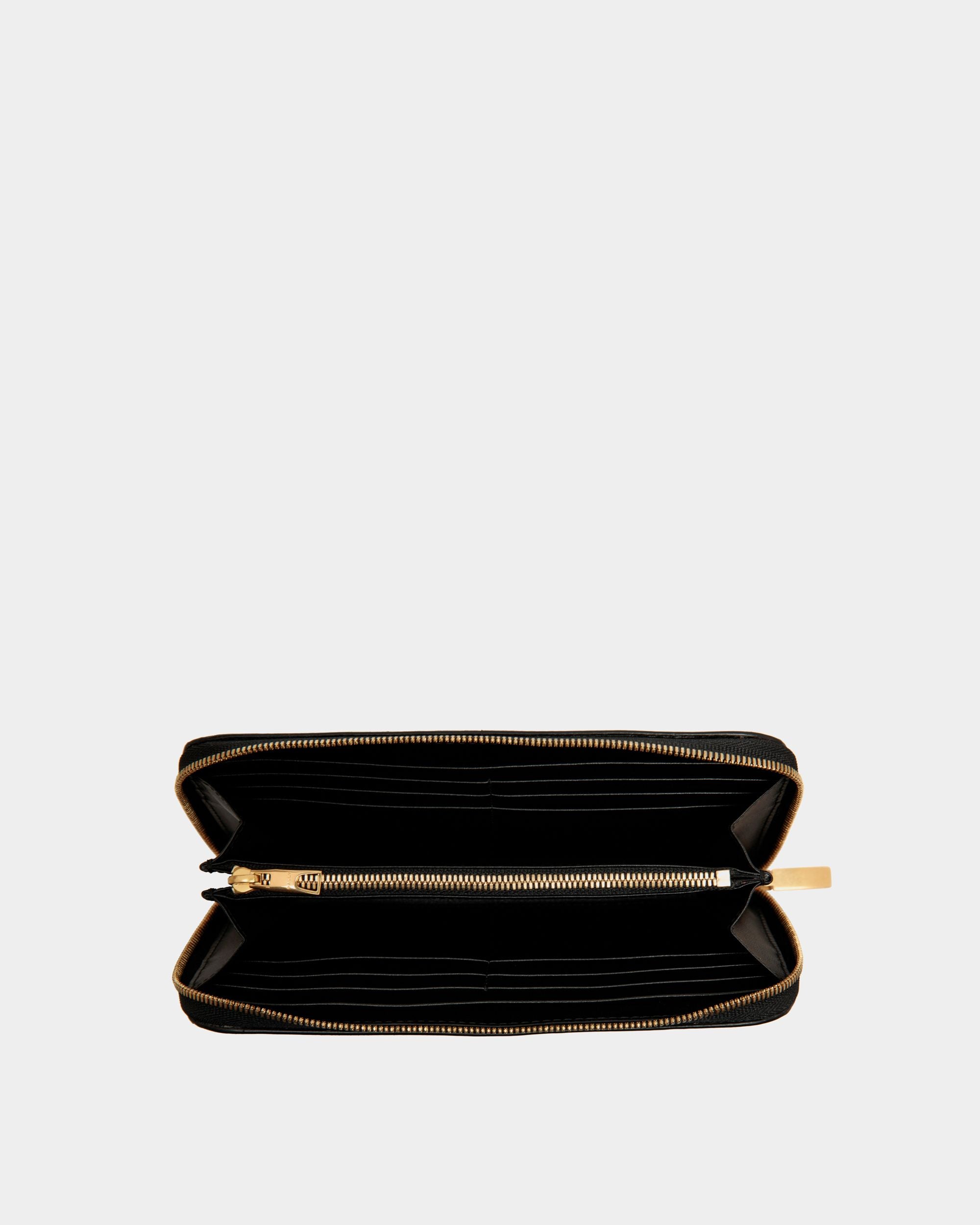 Code Zip Around Wallet In Black Leather - Women's - Bally - 03