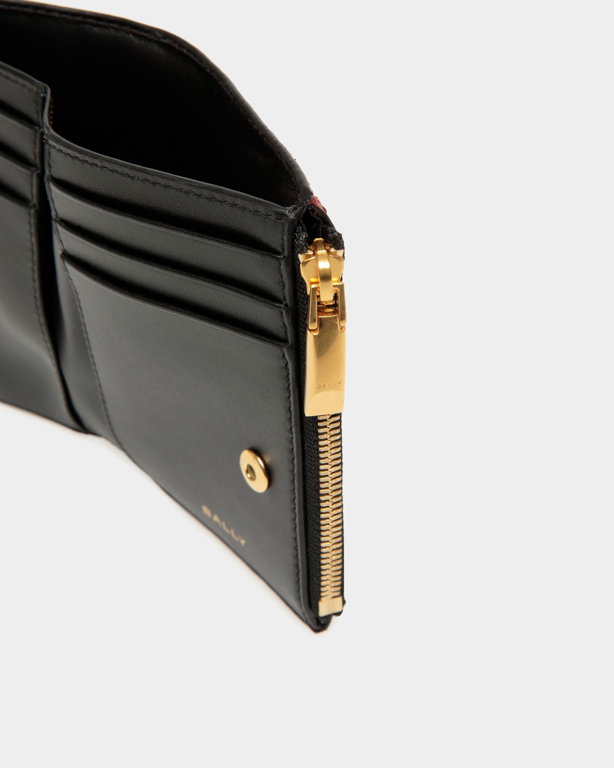 Code Wallet in Black Leather - Women's - Bally - 04