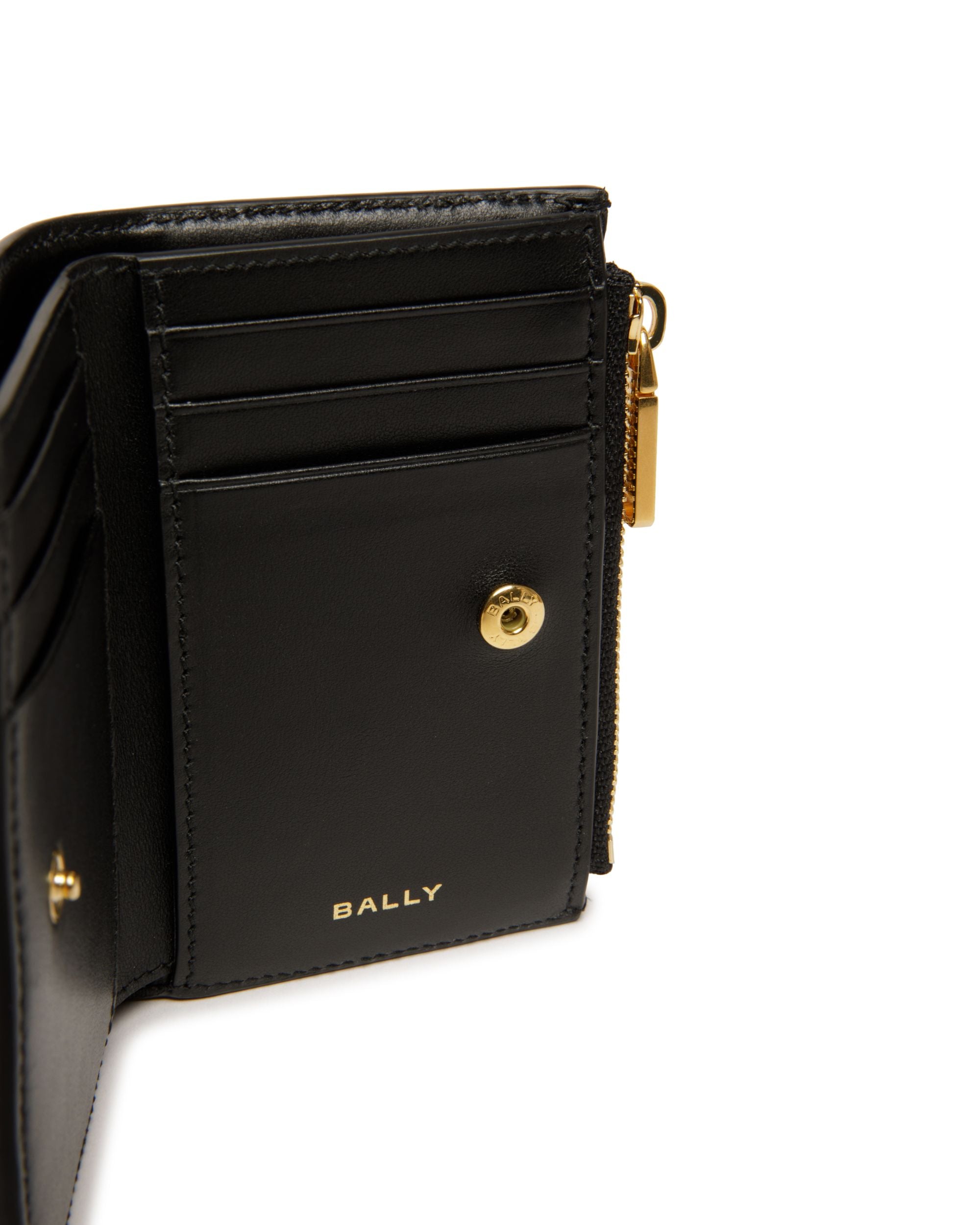 Code Wallet in Black Leather - Women's - Bally - 05