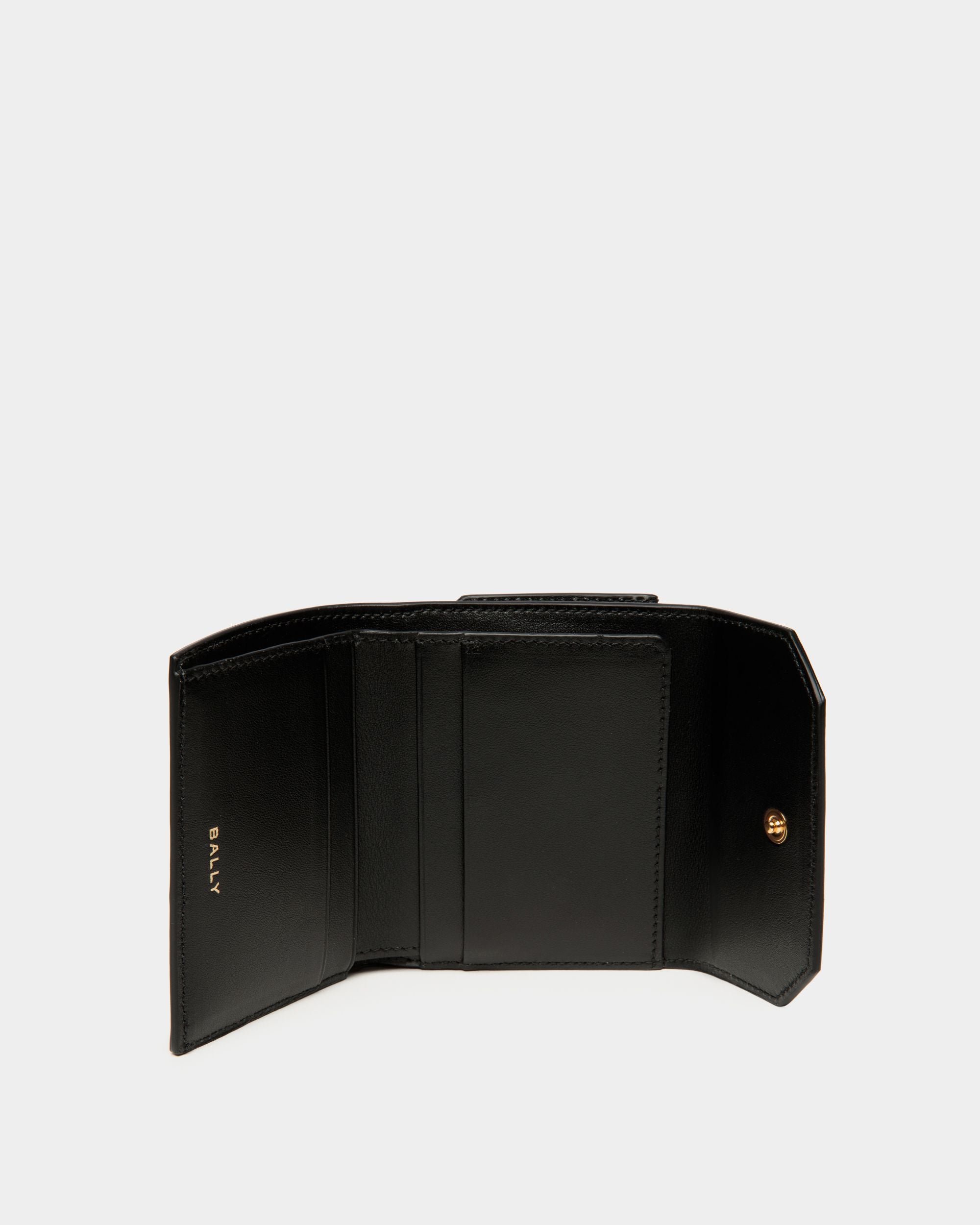 Emblem Wallet In Black Leather - Women's - Bally - 03