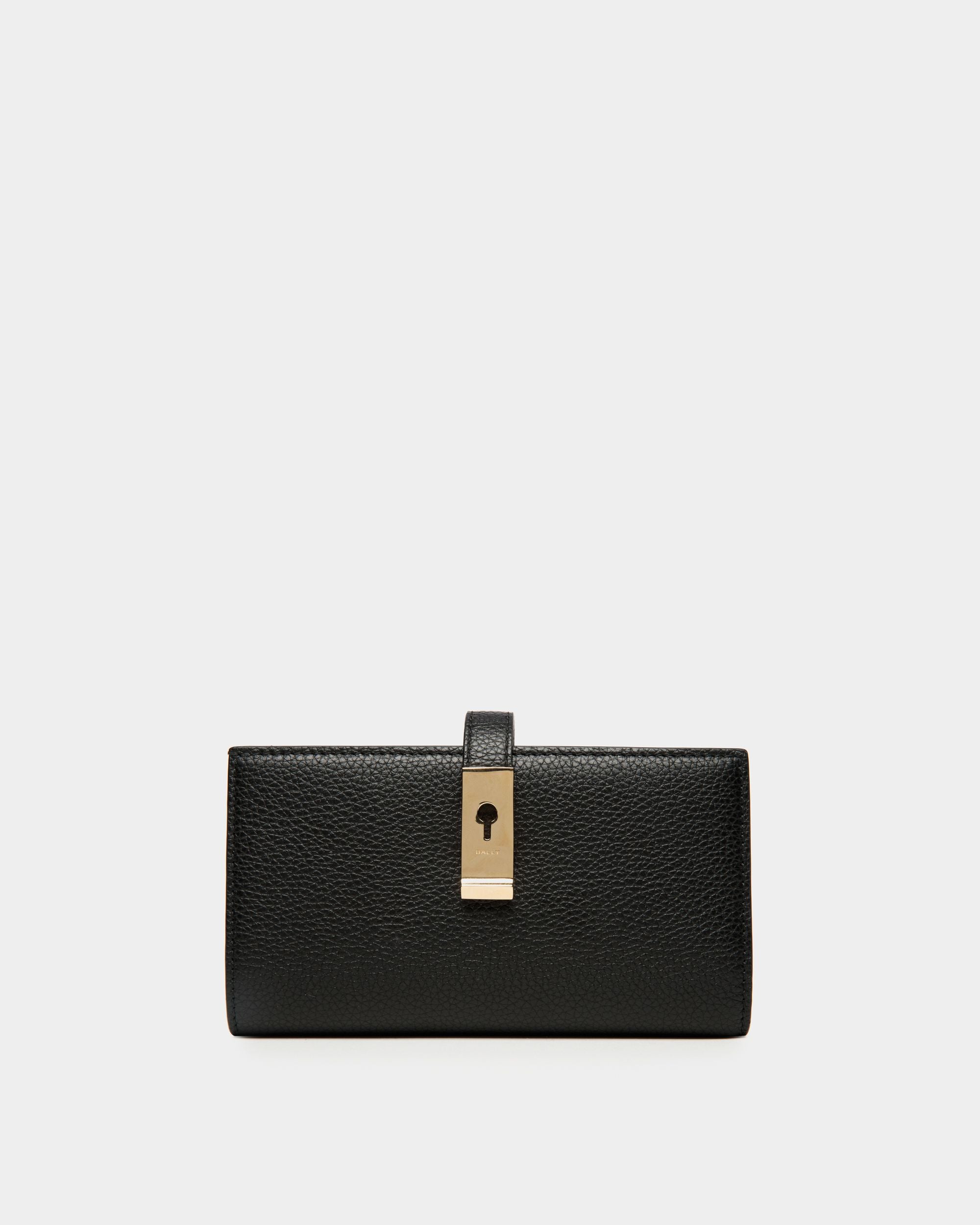 Lock Me Long Wallet In Black Grained Leather - Women's - Bally - 01