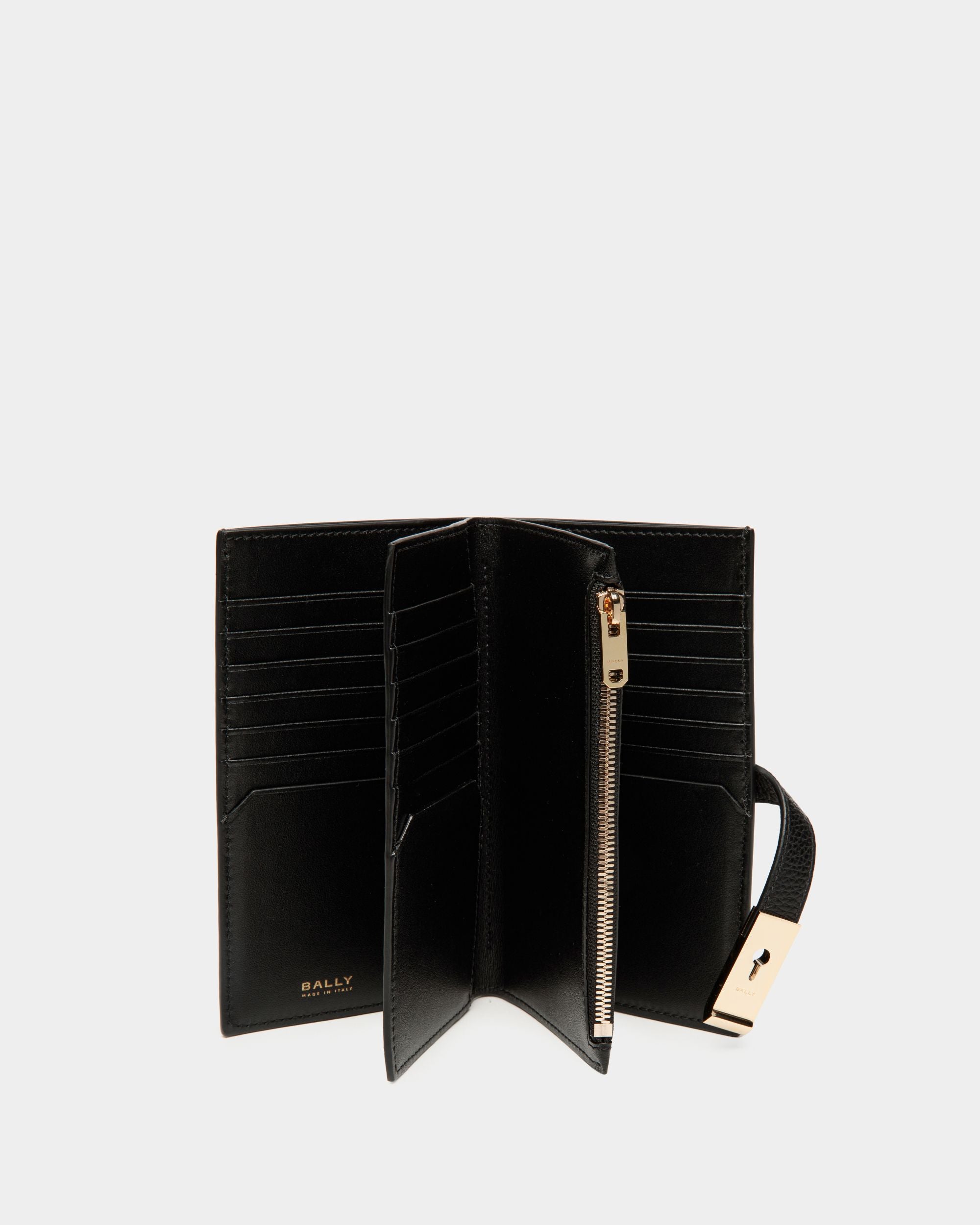 Lock Me Long Wallet In Black Grained Leather - Women's - Bally - 03