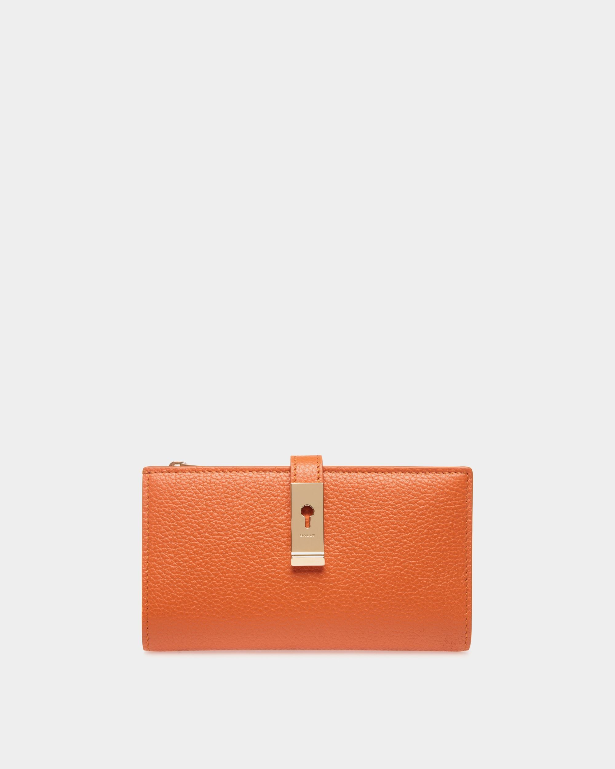 Cartera Alargada Lock Me De Piel Granulada Koi Orange - Mujer - Bally - 01