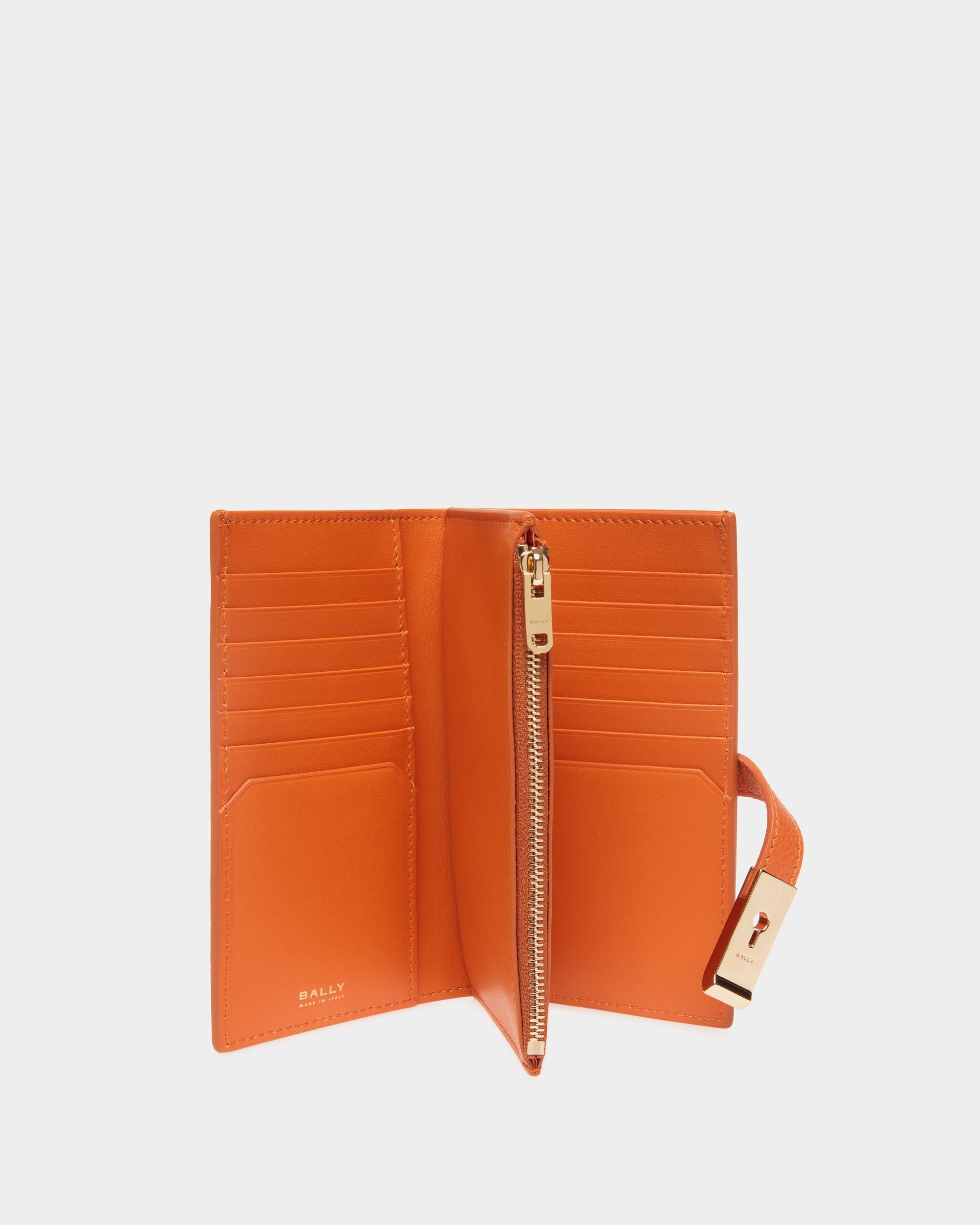 Cartera Alargada Lock Me De Piel Granulada Koi Orange - Mujer - Bally - 03