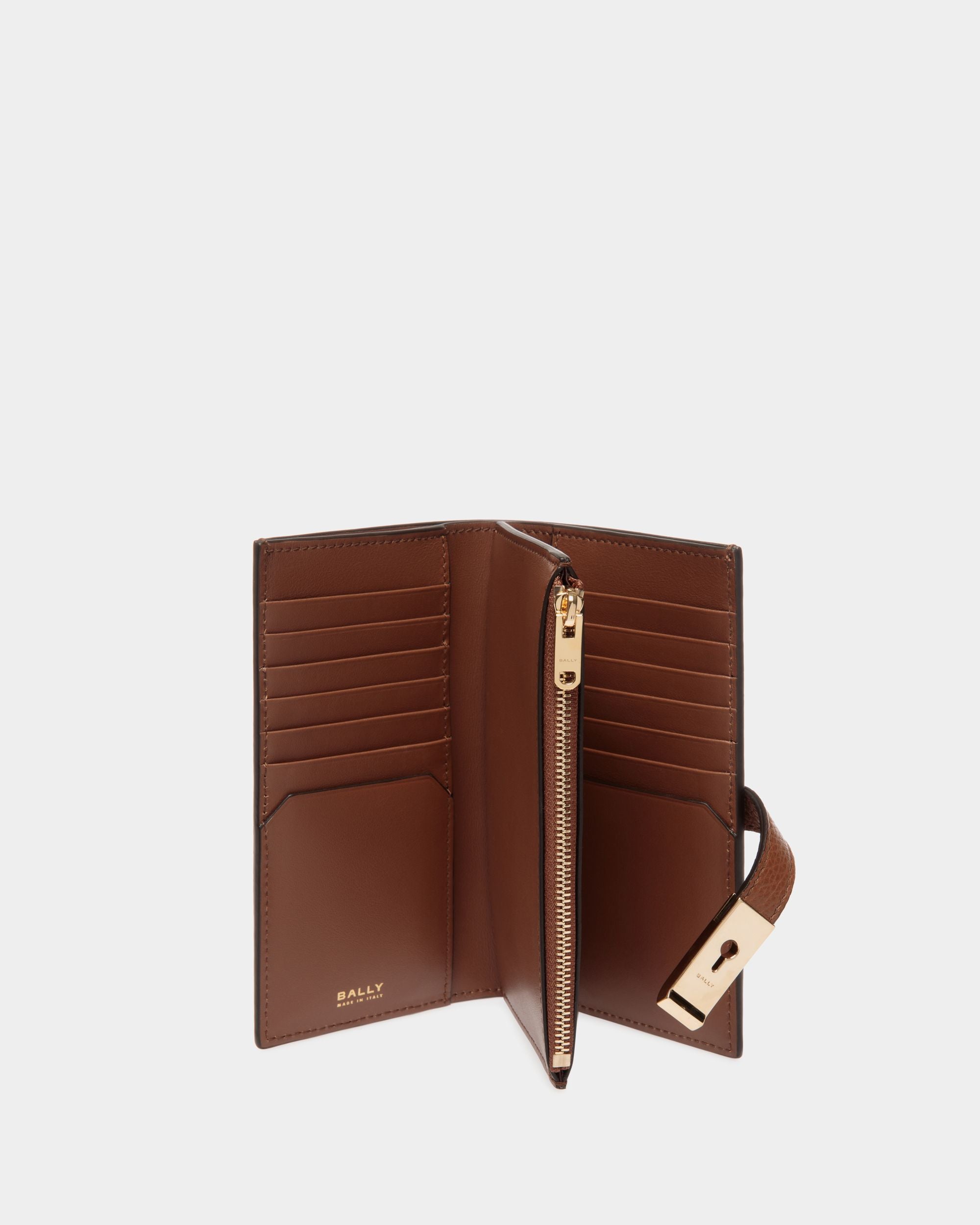 Cartera Alargada Lock Me De Piel Granulada Marrón - Mujer - Bally - 03