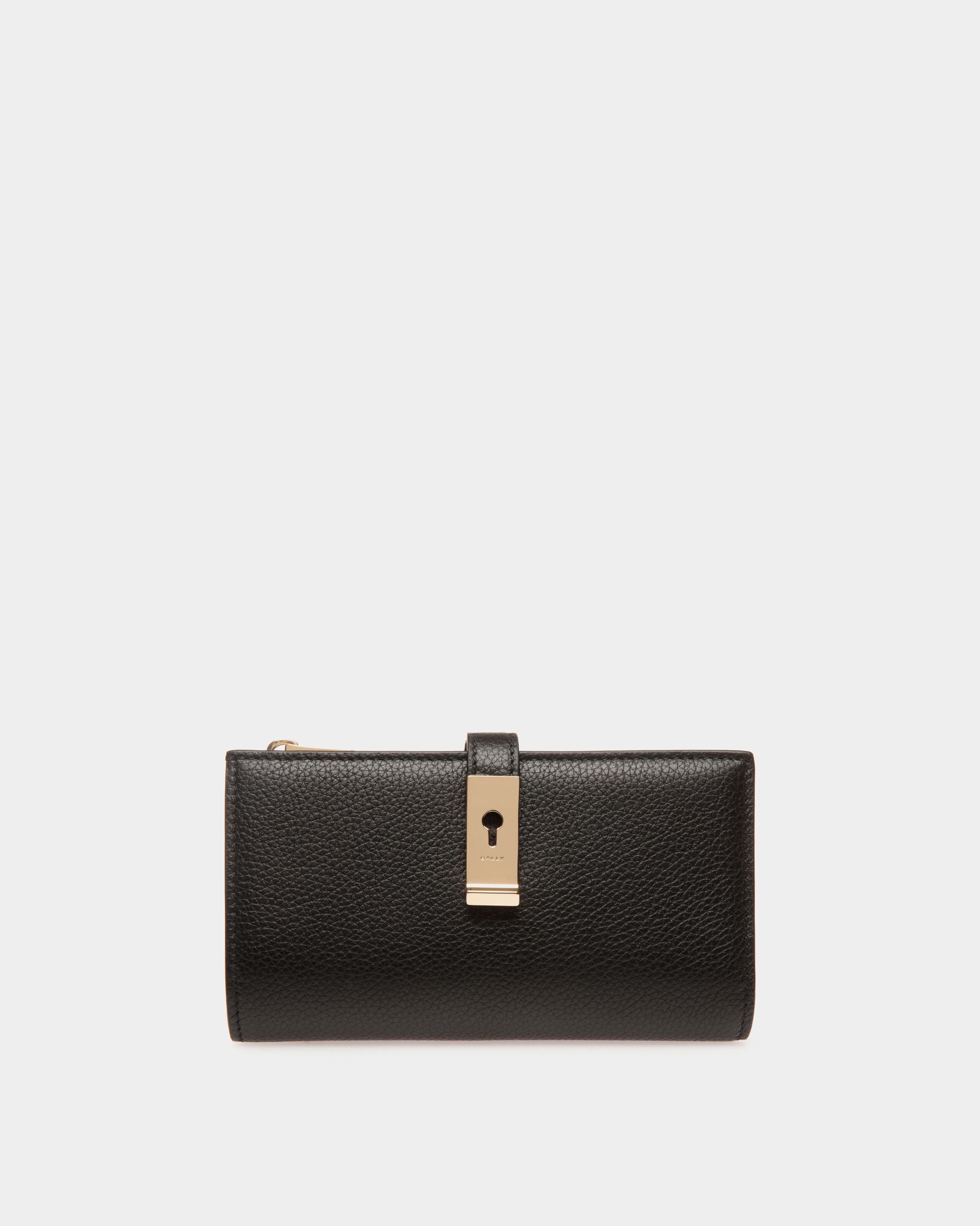 Cartera Alargada Lock Me De Piel Granulada Negra - Mujer - Bally - 01