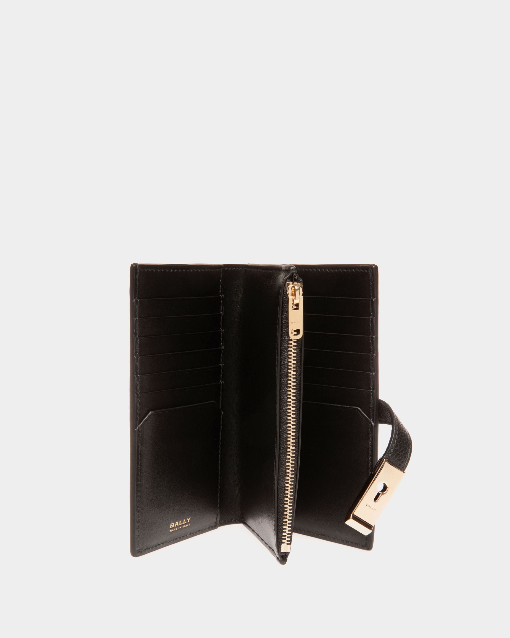 Cartera Alargada Lock Me De Piel Granulada Negra - Mujer - Bally - 03