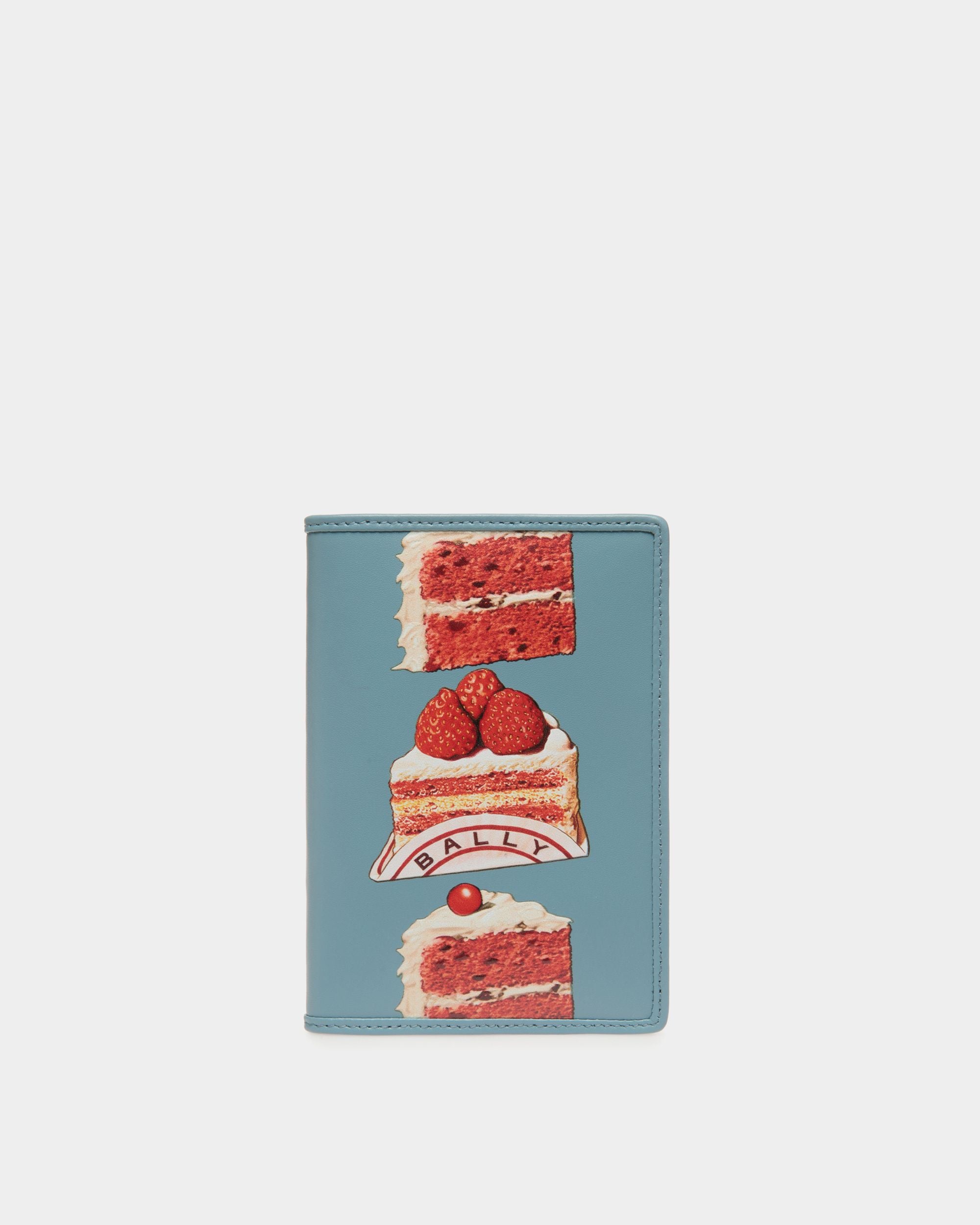 Funda Para Pasaporte De Piel Medium Blue Con Estampado Bally Cake - Mujer - Bally - 01