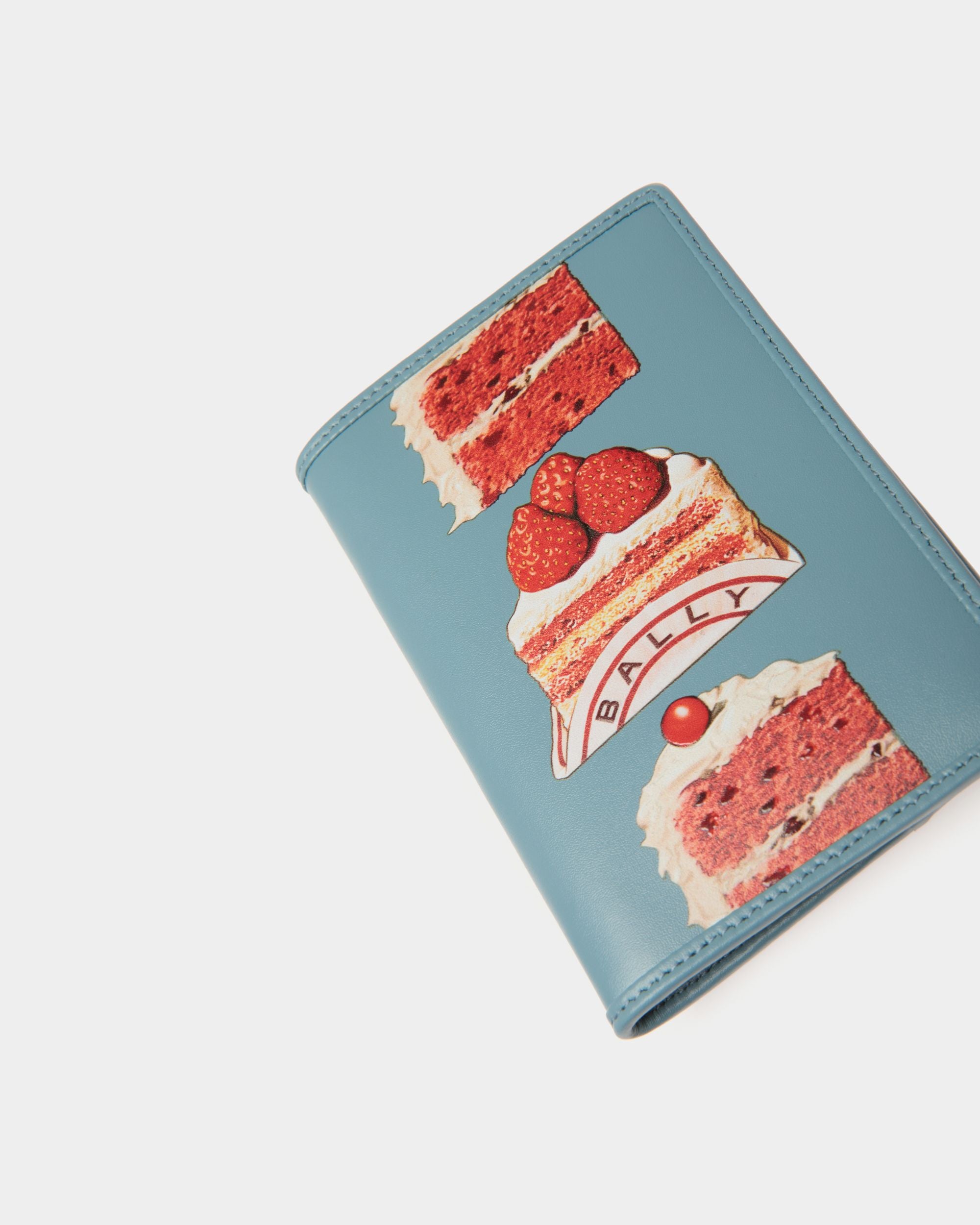 Funda Para Pasaporte De Piel Medium Blue Con Estampado Bally Cake - Mujer - Bally - 04