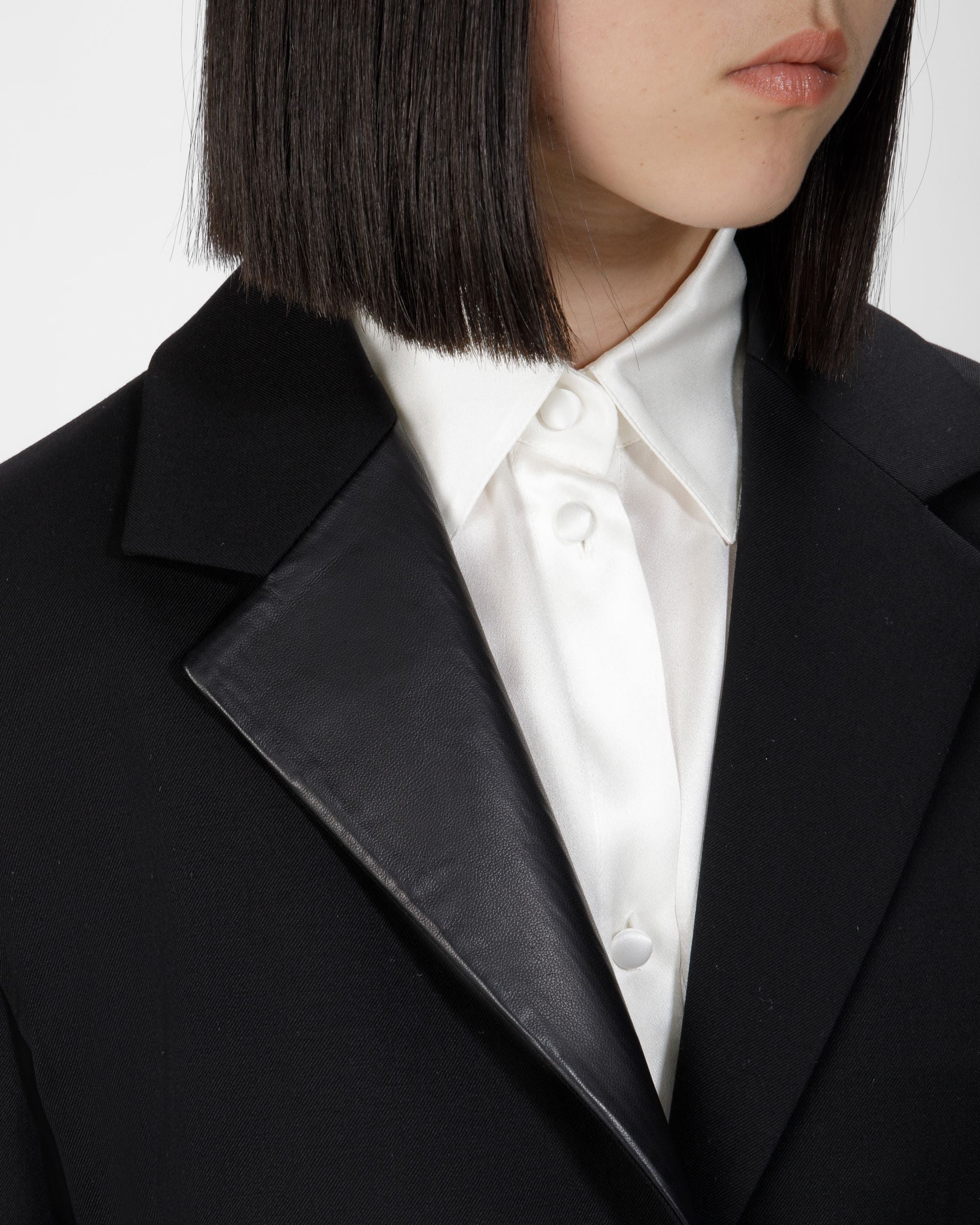 Blazer Con Solapa De Piel - Mujer - Bally - 04